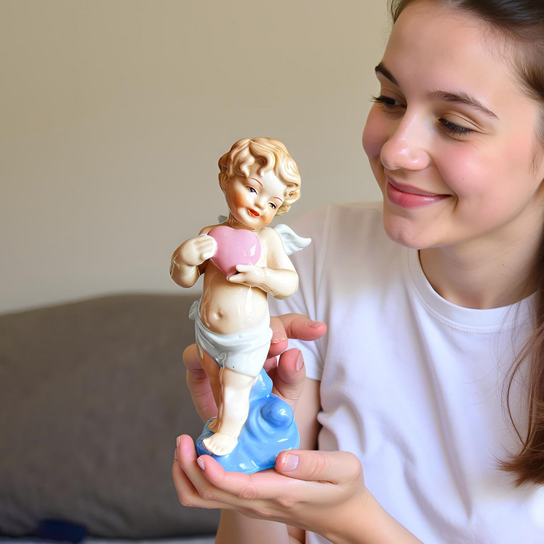 MTME Figuras de porcelana, Ángel Cupido, recuerdos, regalos, escultura decoración del hogar (colse to My Heart)