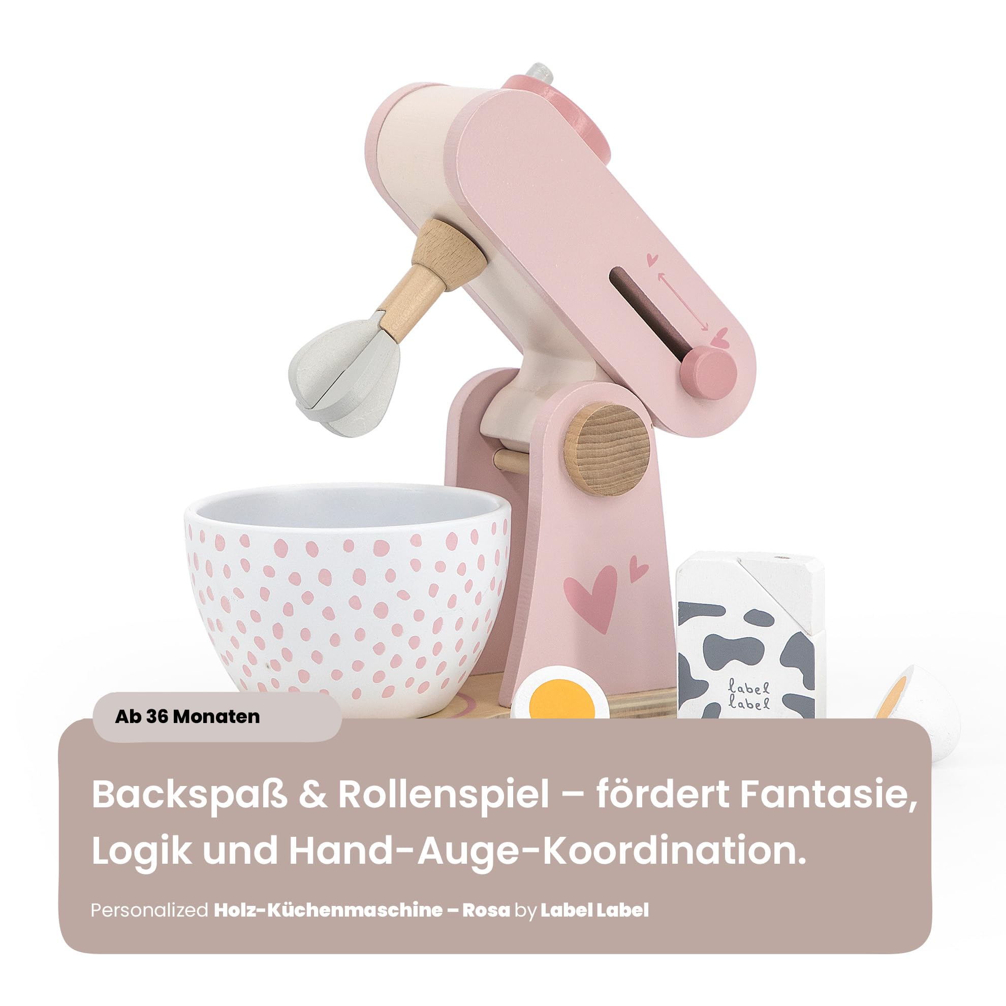 Label Label Robot da cucina giocattolo in legno Rosa per bambini 3 anni personalizzato