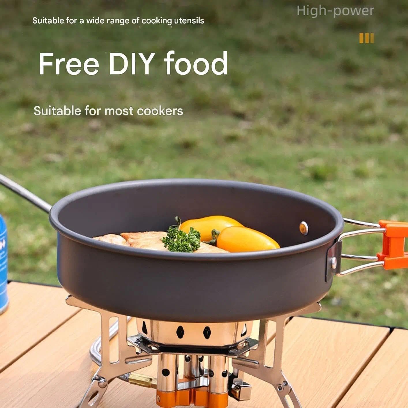 Estufa de camping – quemador de gas portátil de 9900 W con encendido piezoeléctrico, estufa de cocina plegable al aire libre para mochileros, senderismo, picnic y aventura