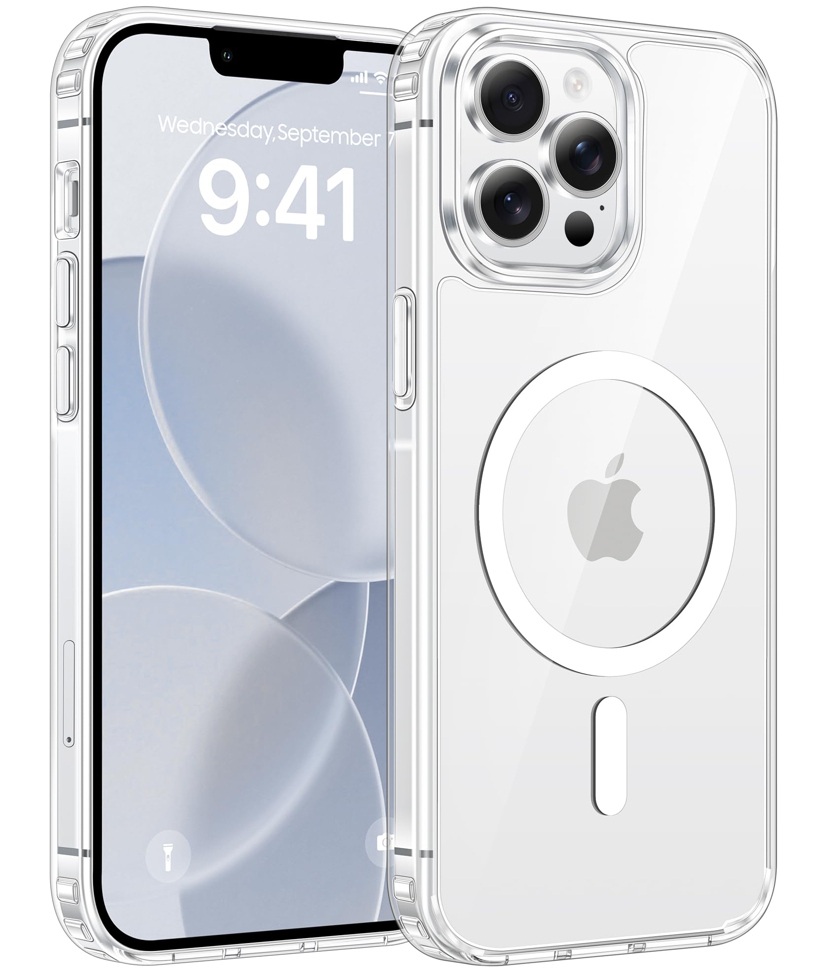 FNTCASE for iPhone 13 Pro Max Case Clear, Fit for Magsafe, Anti Yellowing