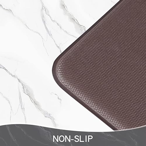 Miniatura 8 de ASPMIZ Juego de 2 alfombras de cocina modernas antifatiga, espuma viscoelástica, color gris y blanco, antideslizantes, lavables, a cuadros para el