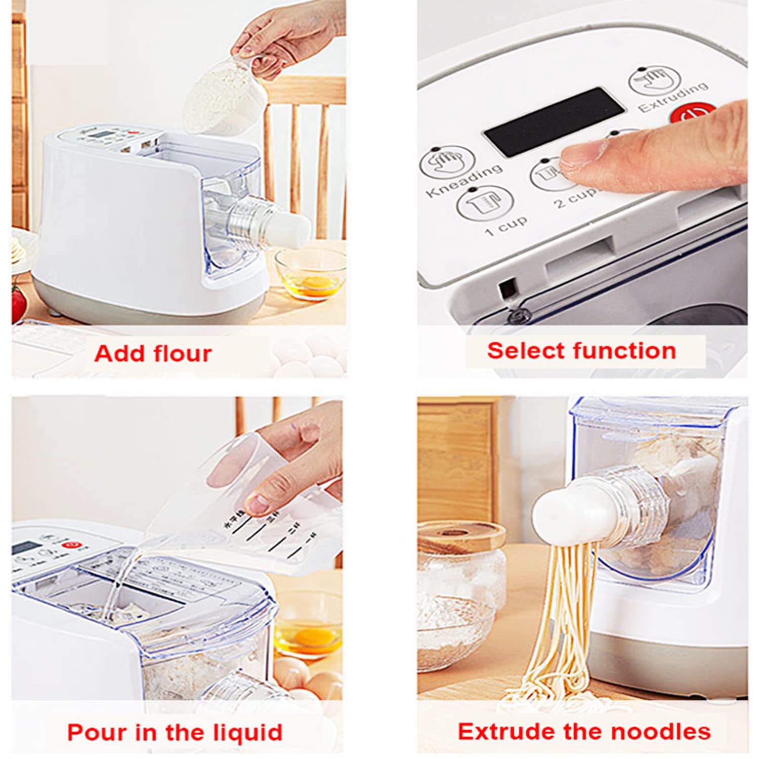 Nudelmaschine Elektrische Pastamaker Küchenzubehör mit 13 Schimmel Pastamaschine 260W für Handgemachte Frische Pasta,Spaghetti