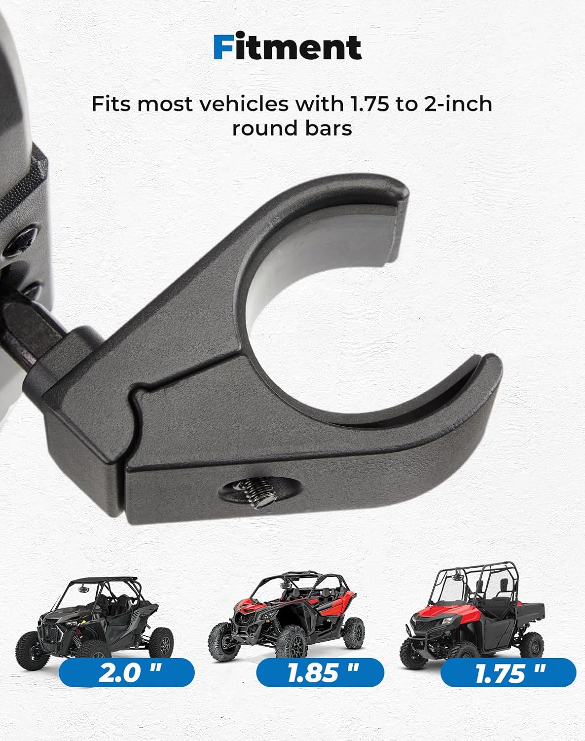 KEMIMOTO UTV Rear View Mirror with LED Light, Heavy Duty UTV Mirrors Fits 1.75"-2" Roll Bar, Compatible With Polaris RZR Mule Pioneer Talon Can-Am X3, Adjustable Center Mirror W/Rocker Switch