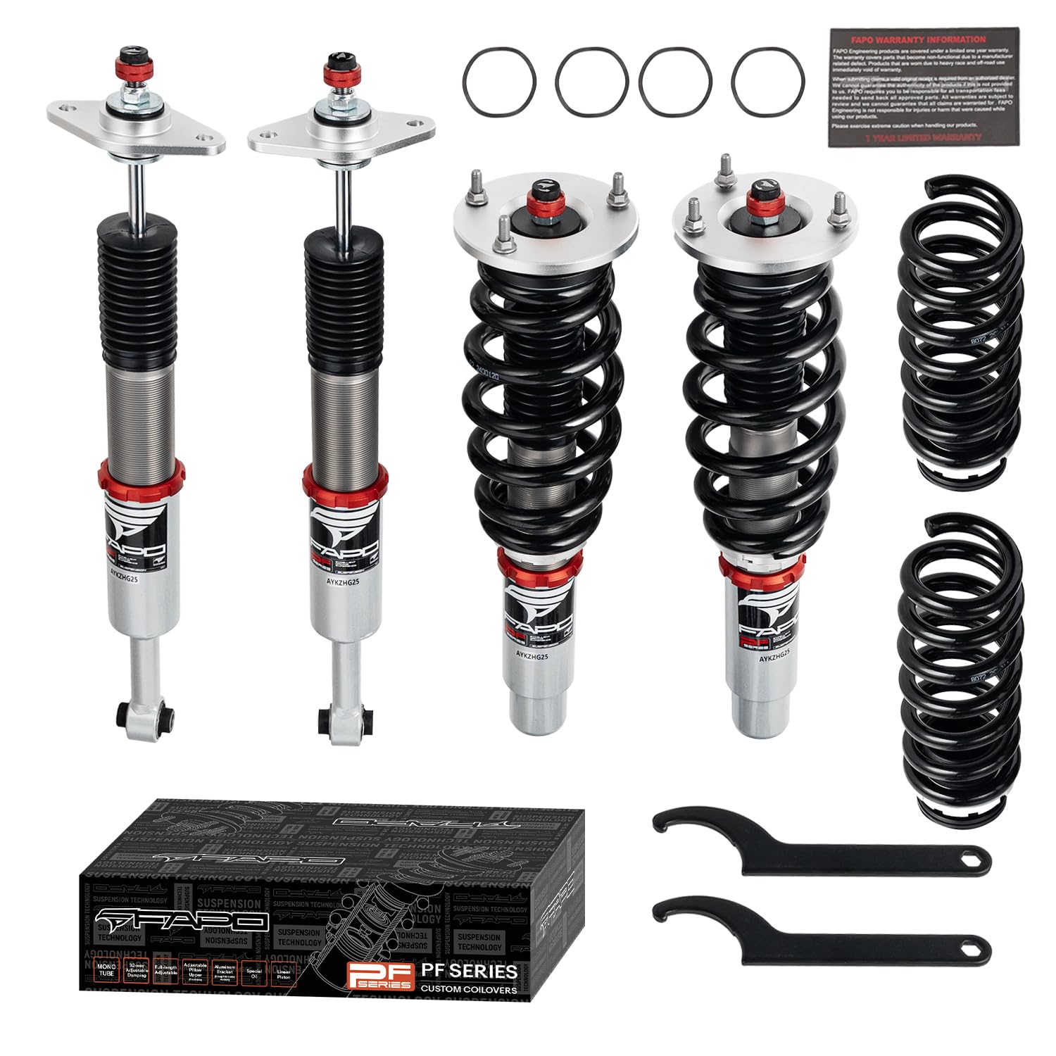 FAPO PF Coilovers for Chrysler 300C LX/LD 2005-2023, for Dodge Challenger/Charger/Magnum LX LA LD 2005-2023, 32-way Damping Height Adjustable Mono-Tube Upgraded Lowering Suspension Struts Kits