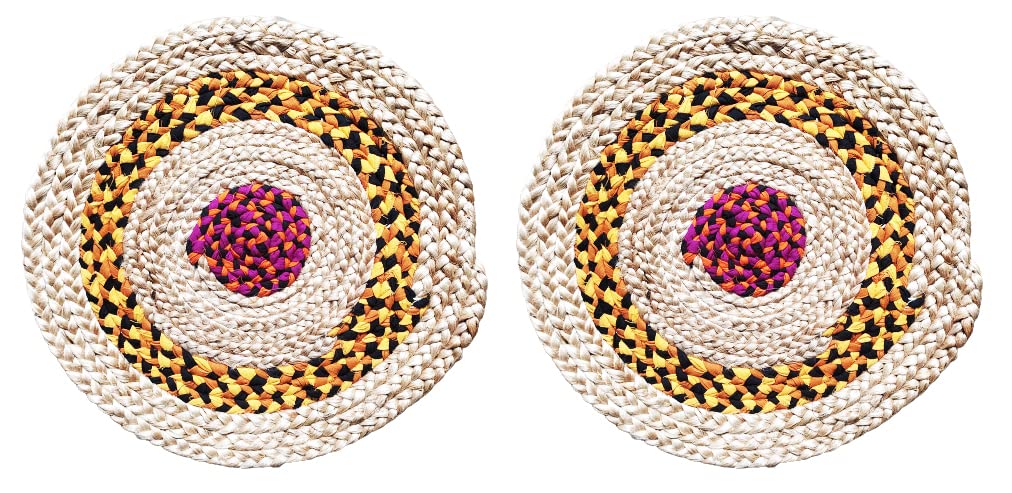 Cotton & Jute Placemats, Double Ring, 12 Inch, Set of 2