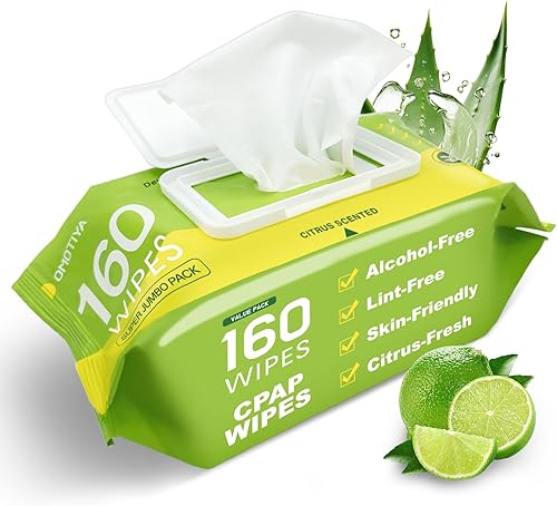 CPAP - Toallitas para máscara con aroma a cítricos, paquete súper jumbo de 160 unidades, extra grandes y húmedas, sin pelusas, sin alcohol, seguras
