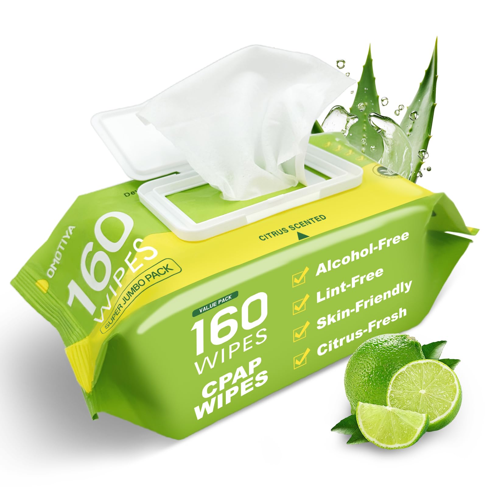 CPAP Mask Wipes Citrus Scented 160 Count Super Jumbo Pack Extra Large Moist Lint Free Alcohol Free Cleansing-Safe