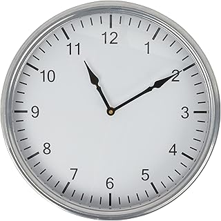 Creative Co-Op Classic Round Metal, Antique Nickel Finish Wall Clock, Silver