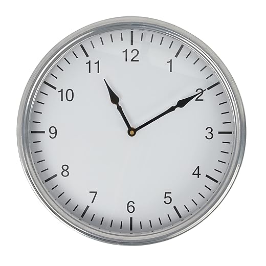 Creative Co Op Classic Round Metal, Antique Nickel Finish Wall Clock, Silver