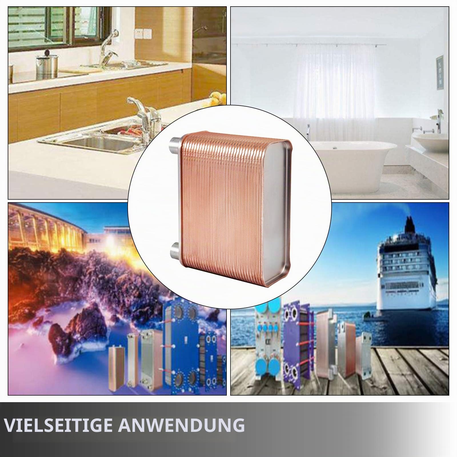 BestEquip Plattenwärmetauscher Edelstahl B12-60,Wärmetauscher 60, Plattenwärmetauscher 3,0 MPa, Wärmetauscher heizung, Silber