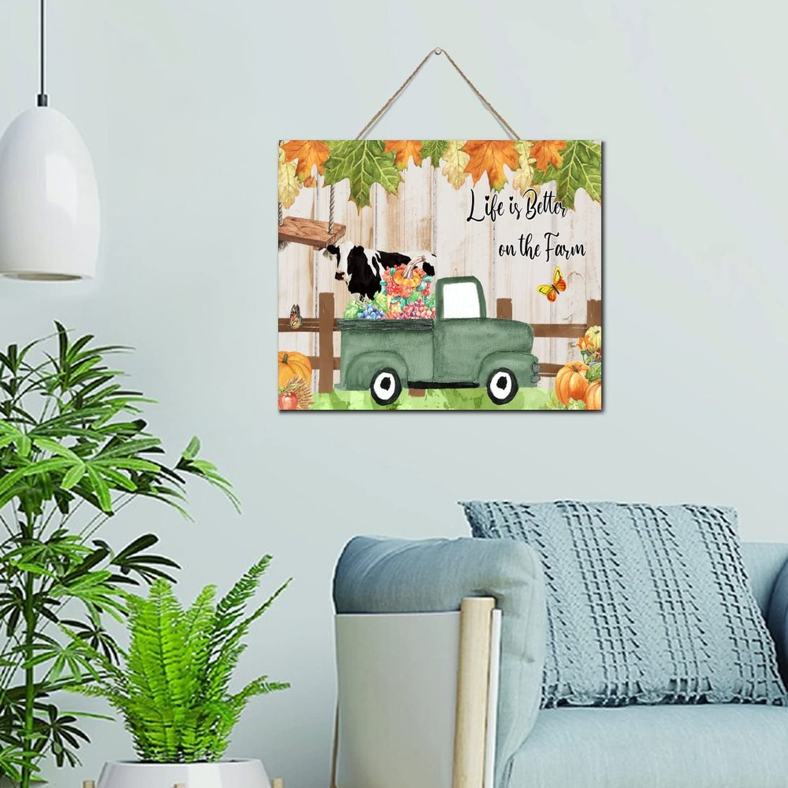 Plaque décorative en bois avec citrouille pour une ambiance chaleureuse