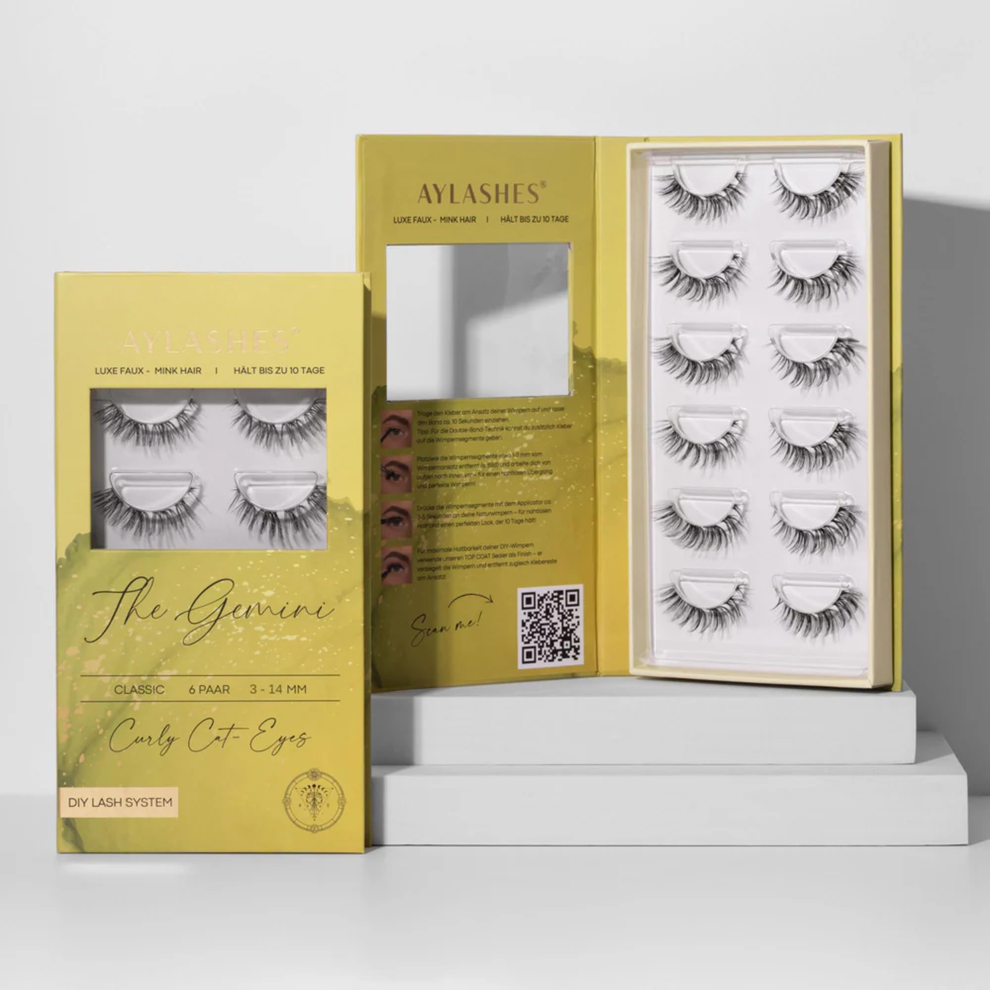Aylashes Ciglia 3D vegane, ultra fluide, con sottile nastro flessibile per un look glam ciglia finte fino a 20 volte riutilizzabili vegane (gemini), ciglia sintetiche