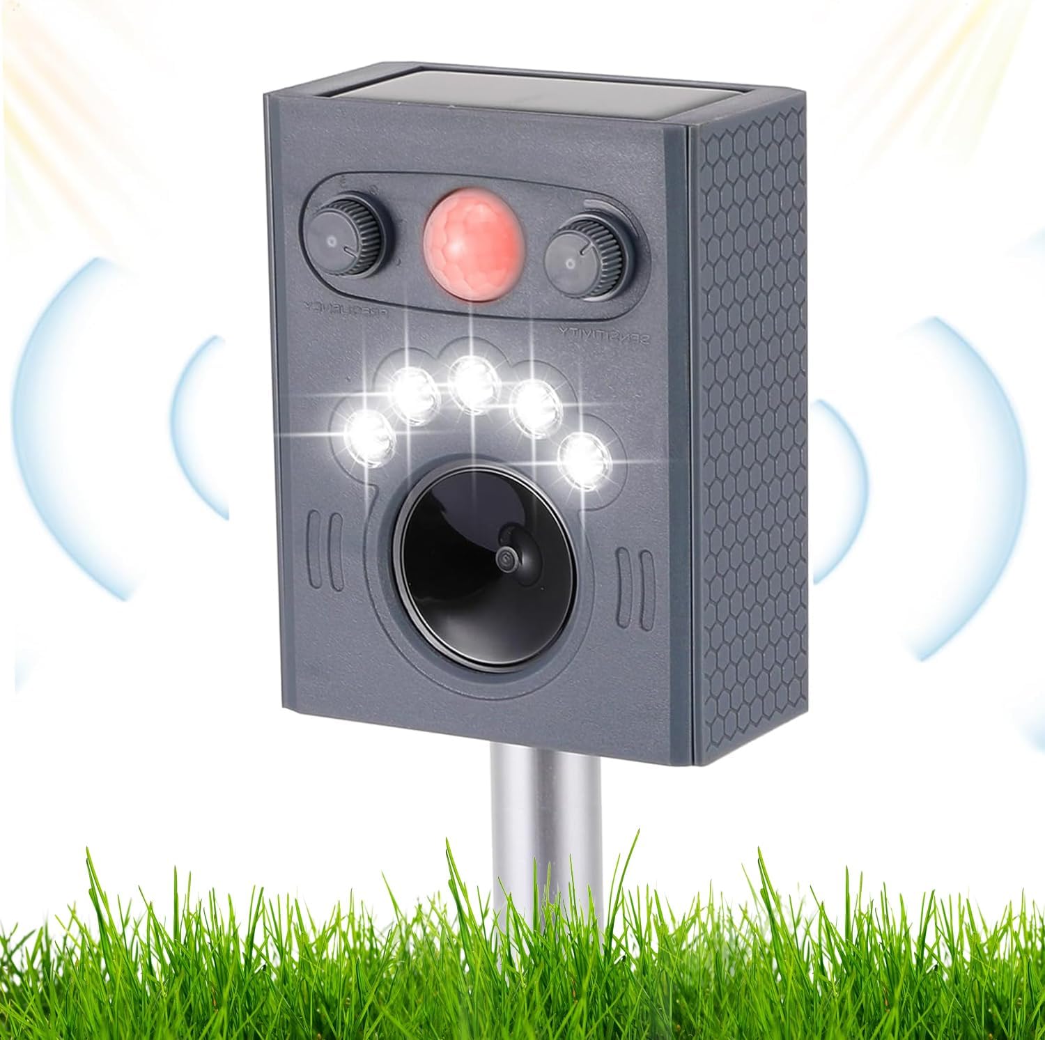 Repelente Ultrasónico para Animales, Repelente para Gatos De Jardín, Repelente Solar Ultrasónico con Sensor Pir y Flash, 5 Modos De Ajuste, Repelente para Gatos para Jardín, Patio