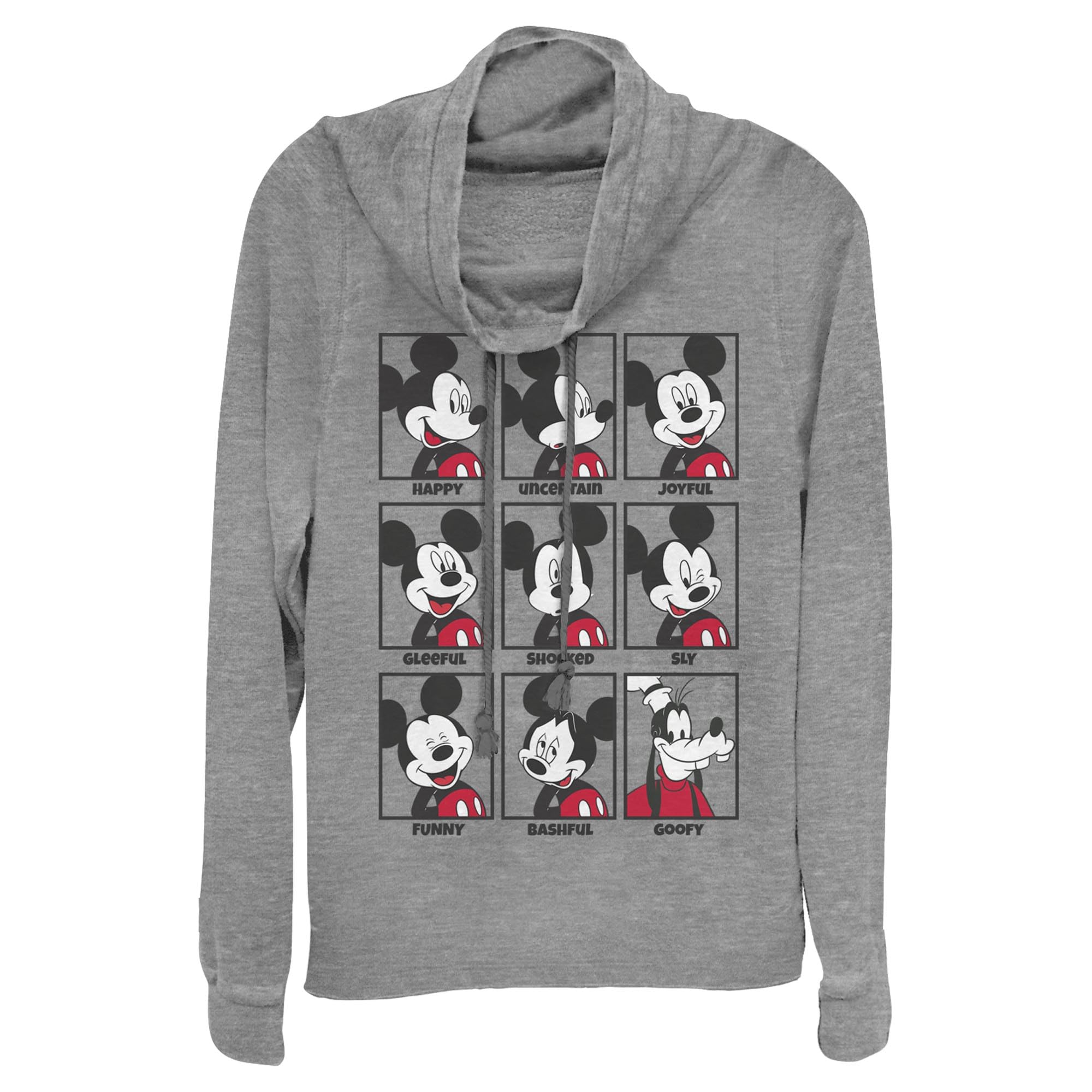 Disney Classic Mickey Mood Women's Cowl Neck Long Sleeve Knit Top