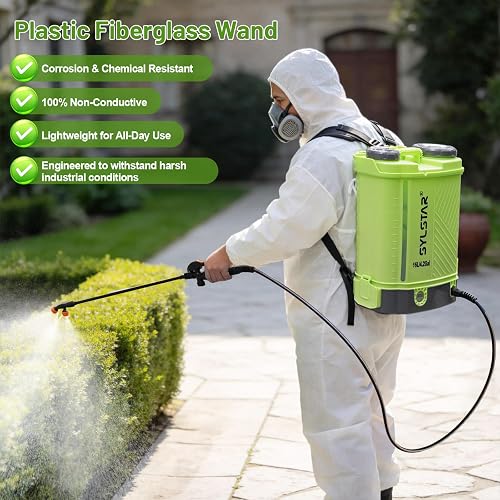 SYLSTAR Battery Powered Knapsack Sprayer 16L,100PSI Pressure Spray Compatible With Makita 18V Battery,Backpack Sprayer With 5 Nozzles,42.9'' Telescopic Wand,For Garden&Lawn - 6