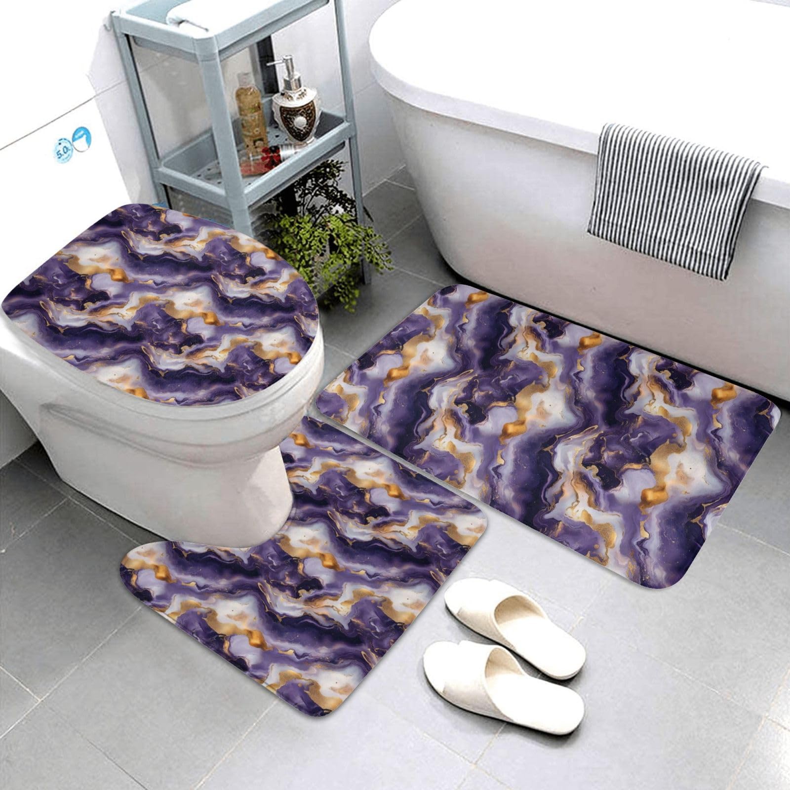 Tapis de salle de bain doux lavable violet pour éviter le sol glissant et froid