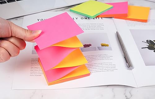 Miniatura 3 de Notas adhesivas (12 blocs) de 1.5 x 2 pulgadas, postes adhesivos fuertes de colores brillantes, adecuadas para escuela, hogar, oficina, eliminación
