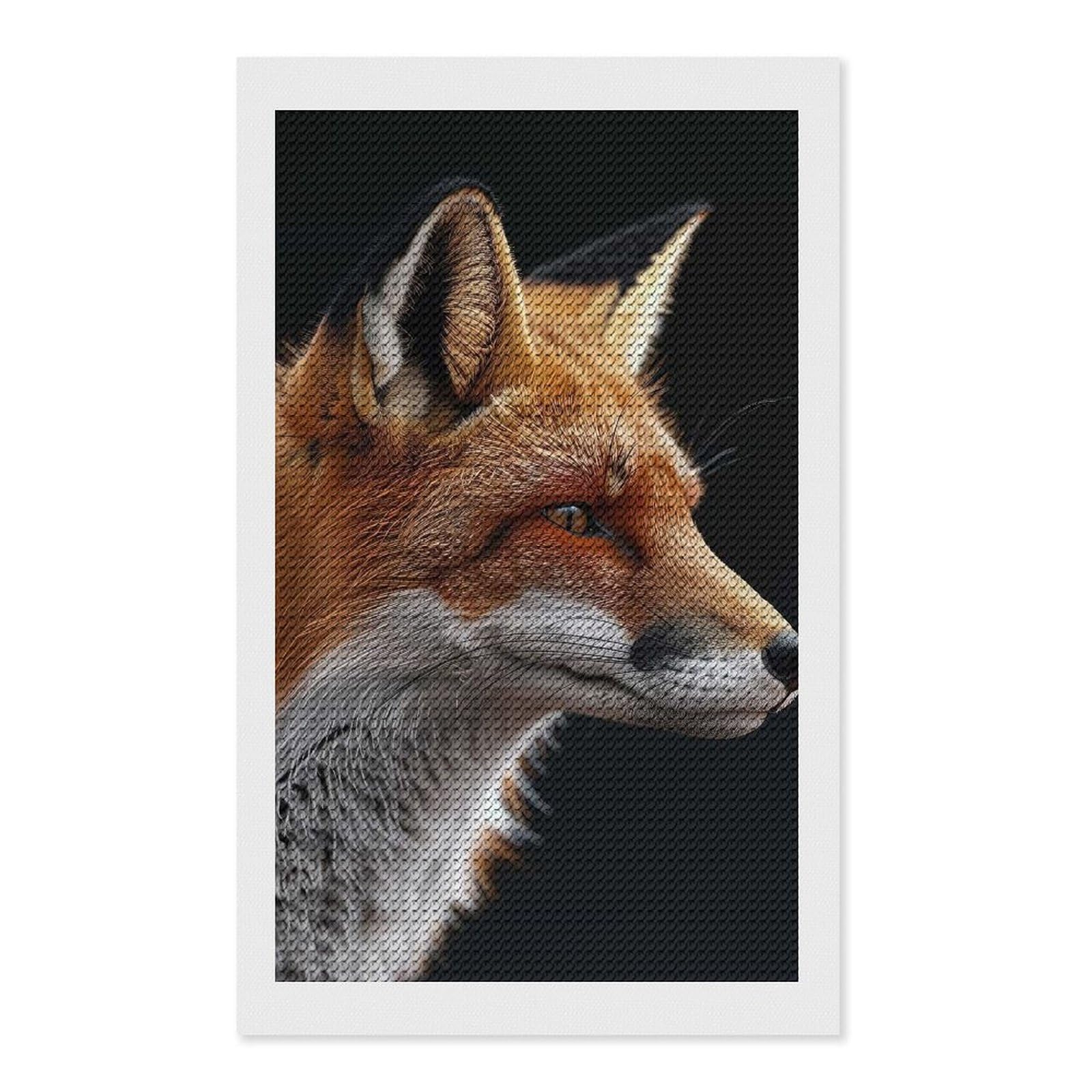Junmoney Fox Diamond Painting Set 12"x20", Modern Decor, for Beginners, Printed Canvas, Thoughtful Handmade Gift, with Tool Kit