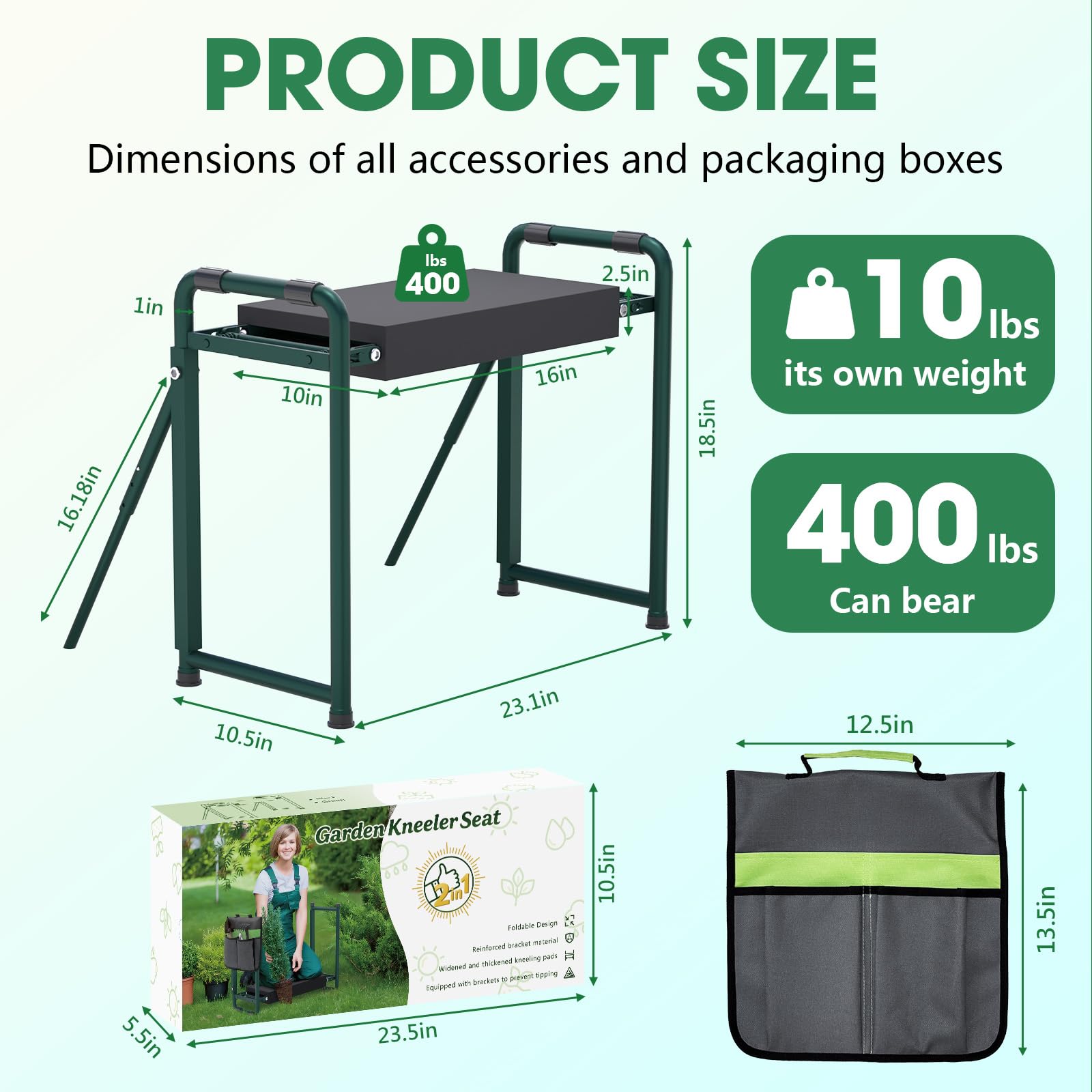 Onadak Premium Heavy Duty Garden Kneeler Seat, 4.5kg Reinforced Support Frame, Foldable Design with Storage Bag & Gift Box - Image 2