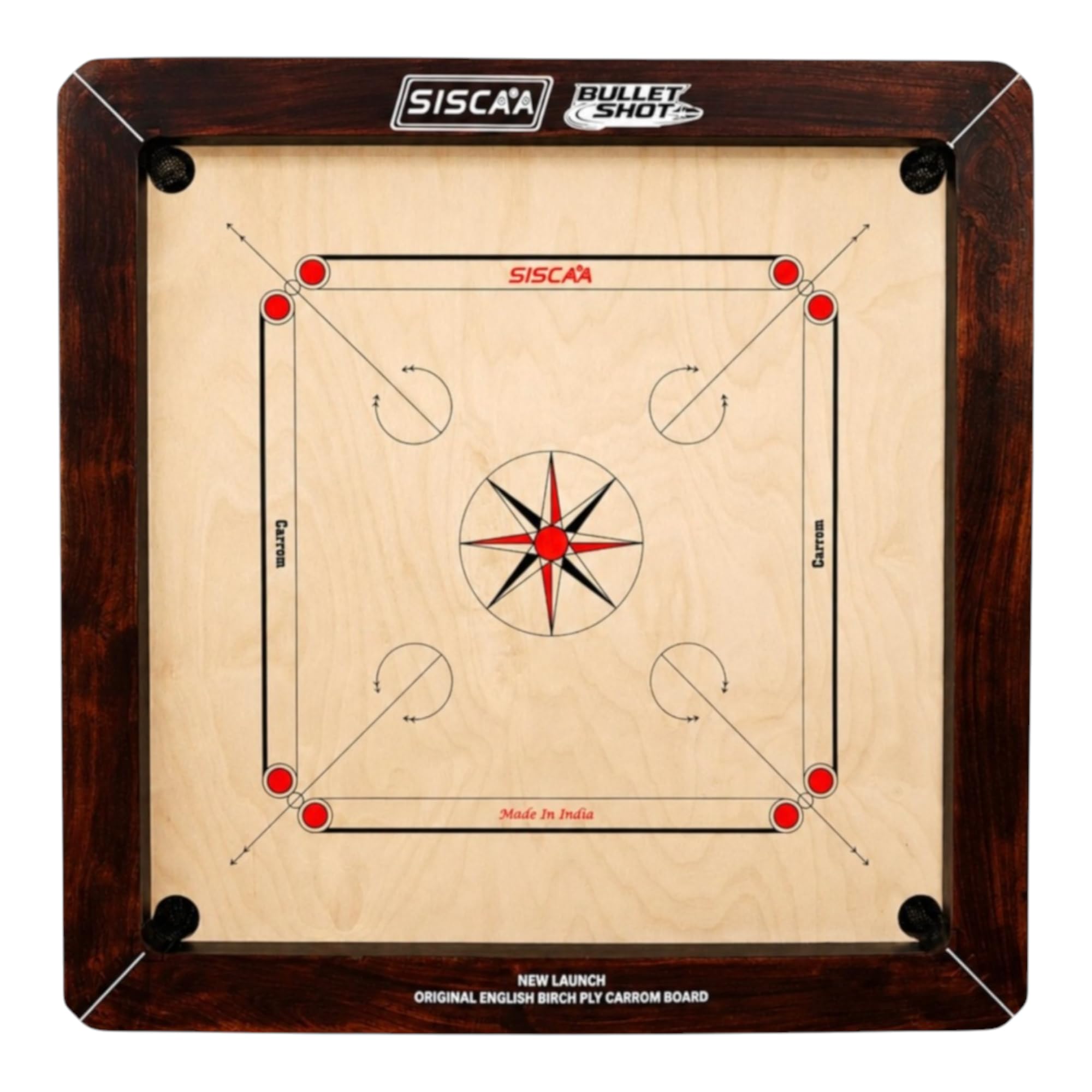 Siscaa Bullet Shot Carrom Board 35 Inch Full Size, 24MM Premium English Birch Ply, Includes Sure Slam Coin Set, Genius Striker & 30GM Powder, Smooth Finish Indoor Board Game (Champion Edition)-image-40