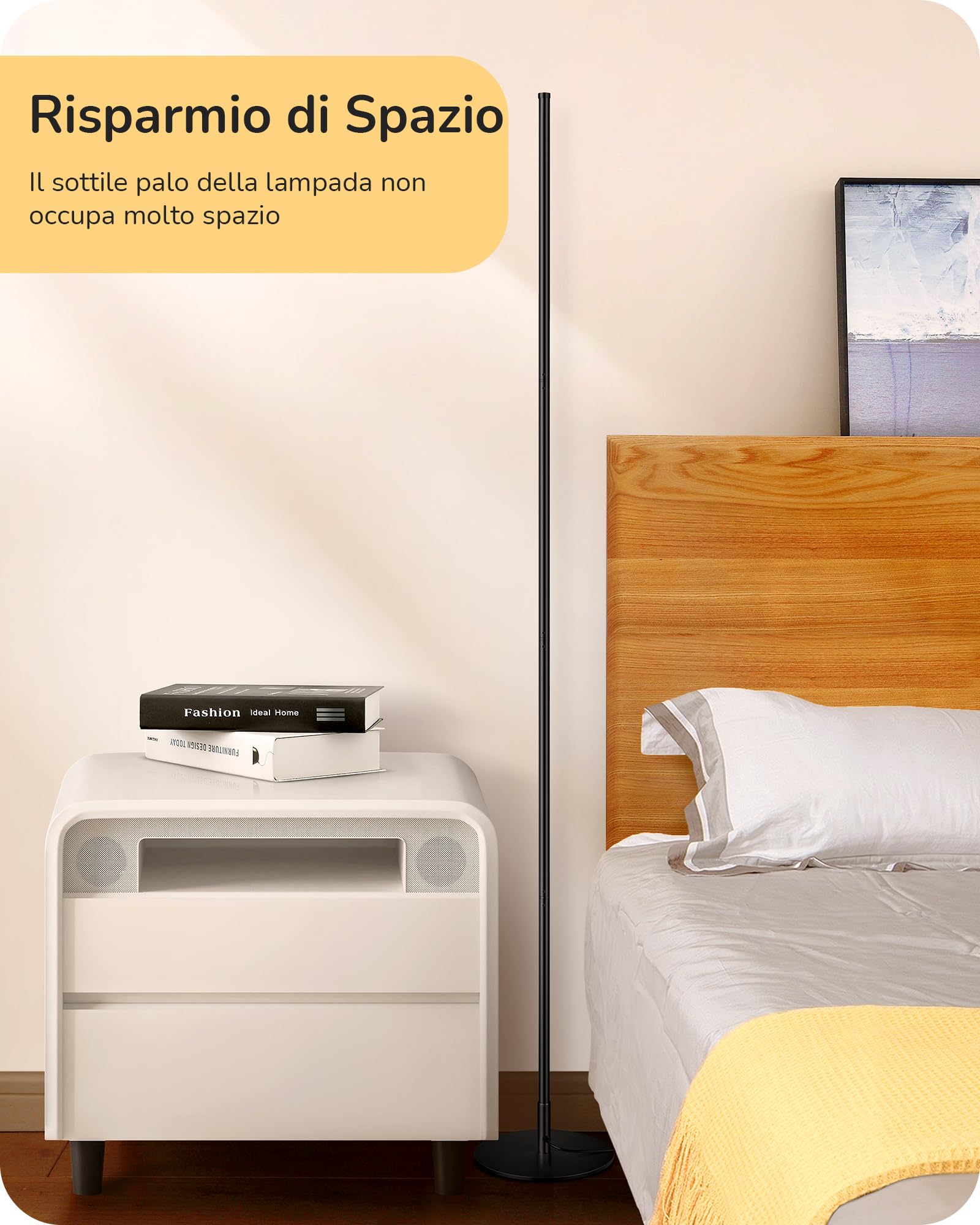 EDISHINE Set di 2 Lampada da Terra a LED Dimmerabile in Continuo, Luce Bianca Calda 3000K, Lampada da Terra Angolare con Interruttore a Pedale, Lampada d'Atmosfera Moderna per Camera, Soggiorno