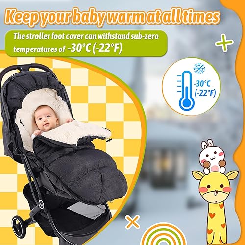 Miniatura 8 de Waterproof &Thicken Universal Stroller Cover Winter,Stroller Footmuff Bunting Bag for Warm Strollers Muff,Stroller Accessories for Baby Sleeping Bag