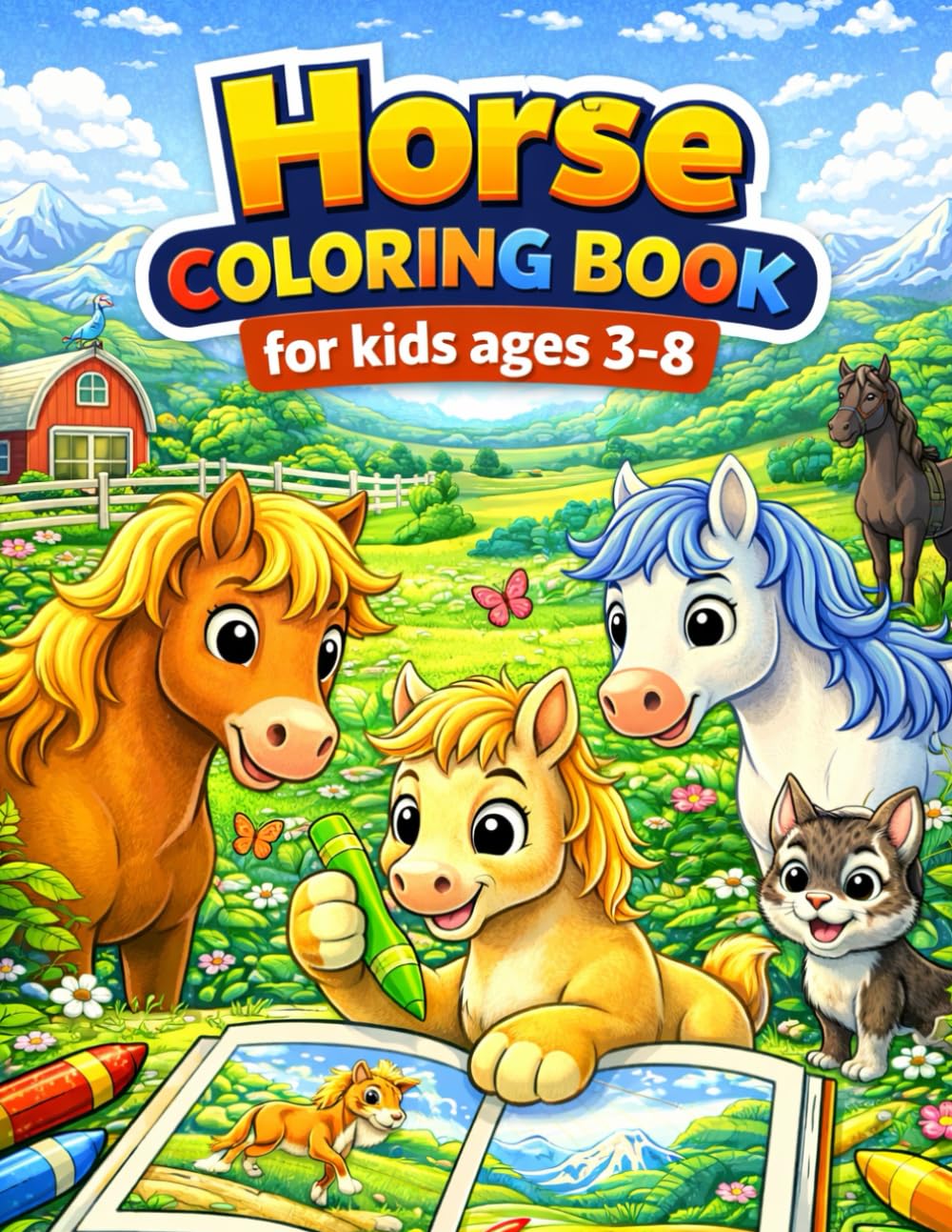 Horse Coloring Book for Kids Ages 3–8: Cute, Fun, and Easy Horse Coloring Pages for Little Kids