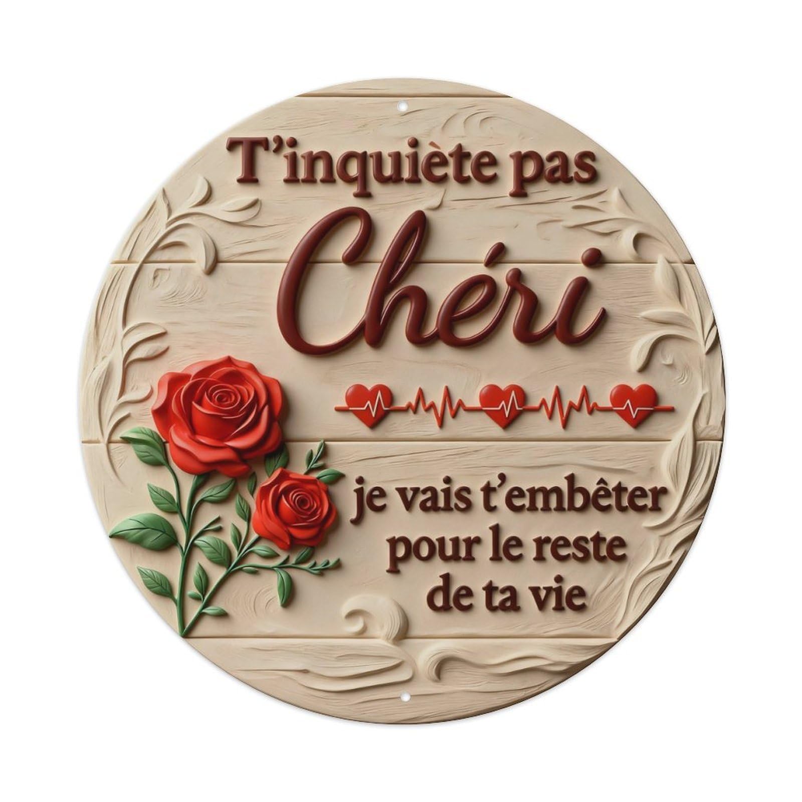 Zlatcbu Vintage Wooden Background With Roses And Hearts Metal Tin Sign Retro Wall Art Poster, Decor For Home Living Room Bar Cafe Garage, 8X8 Inch