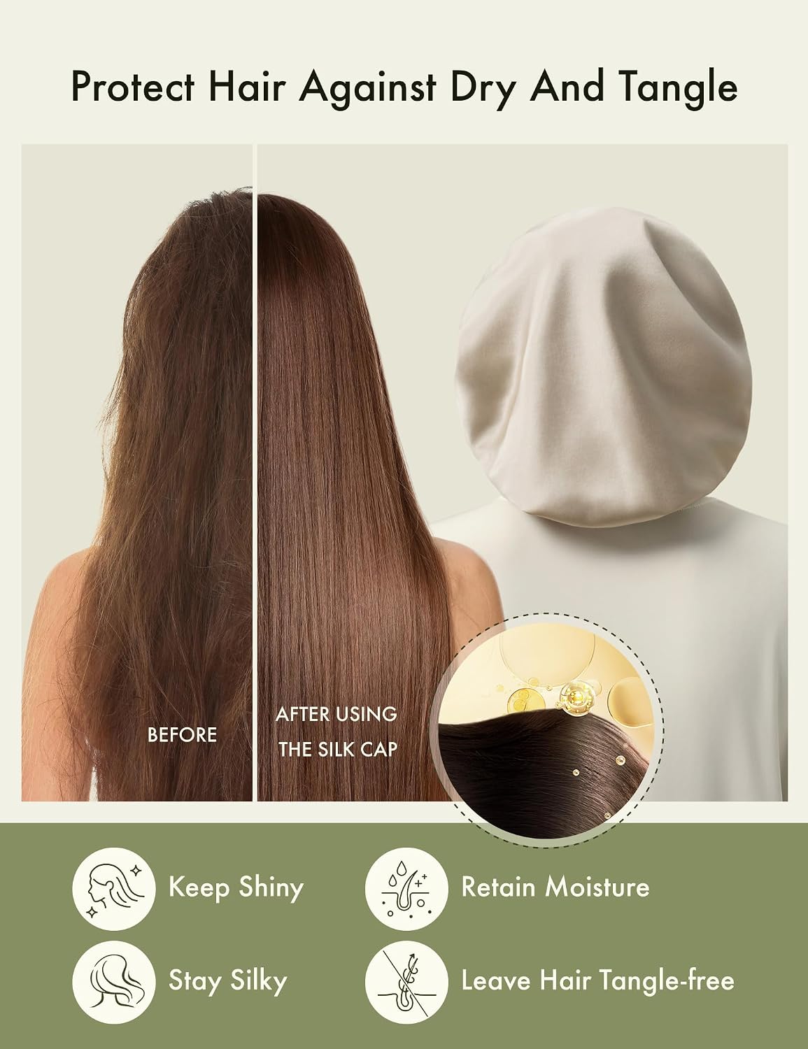 LilySilk 100% Mulberry Silk Bonnet for Sleeping Women Adjustable Double Layer Silk Hair Wrap for Curly Hair Reversible