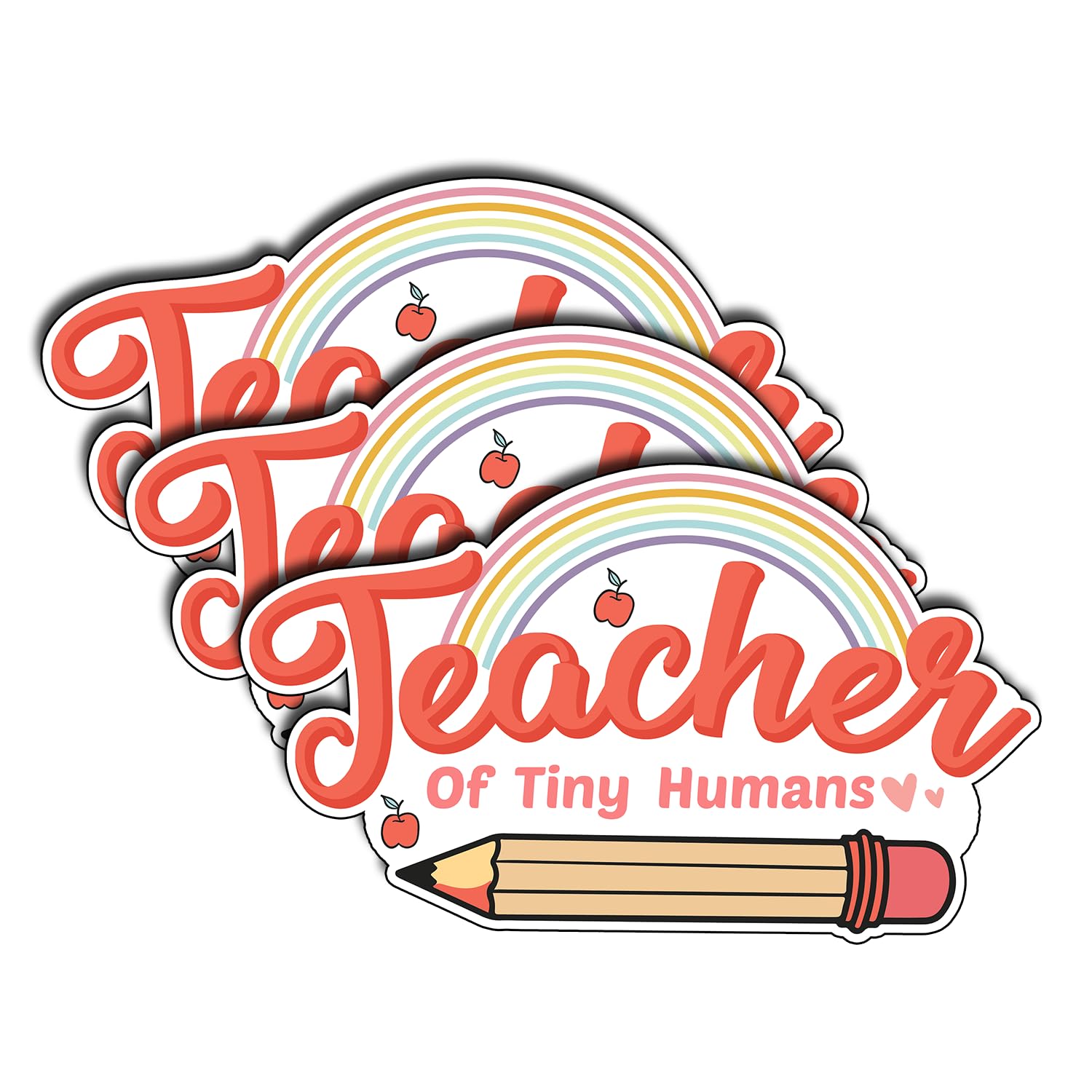 (3Pcs) Teacher of Tiny Humans Sticker Back to School Gifts Teacher Day Decorate Laptops Water Bottles Kindles Waterproof Vinyl Teaching Funny Gifts Christmas Xmas Thanksgiving 3x2 Inch