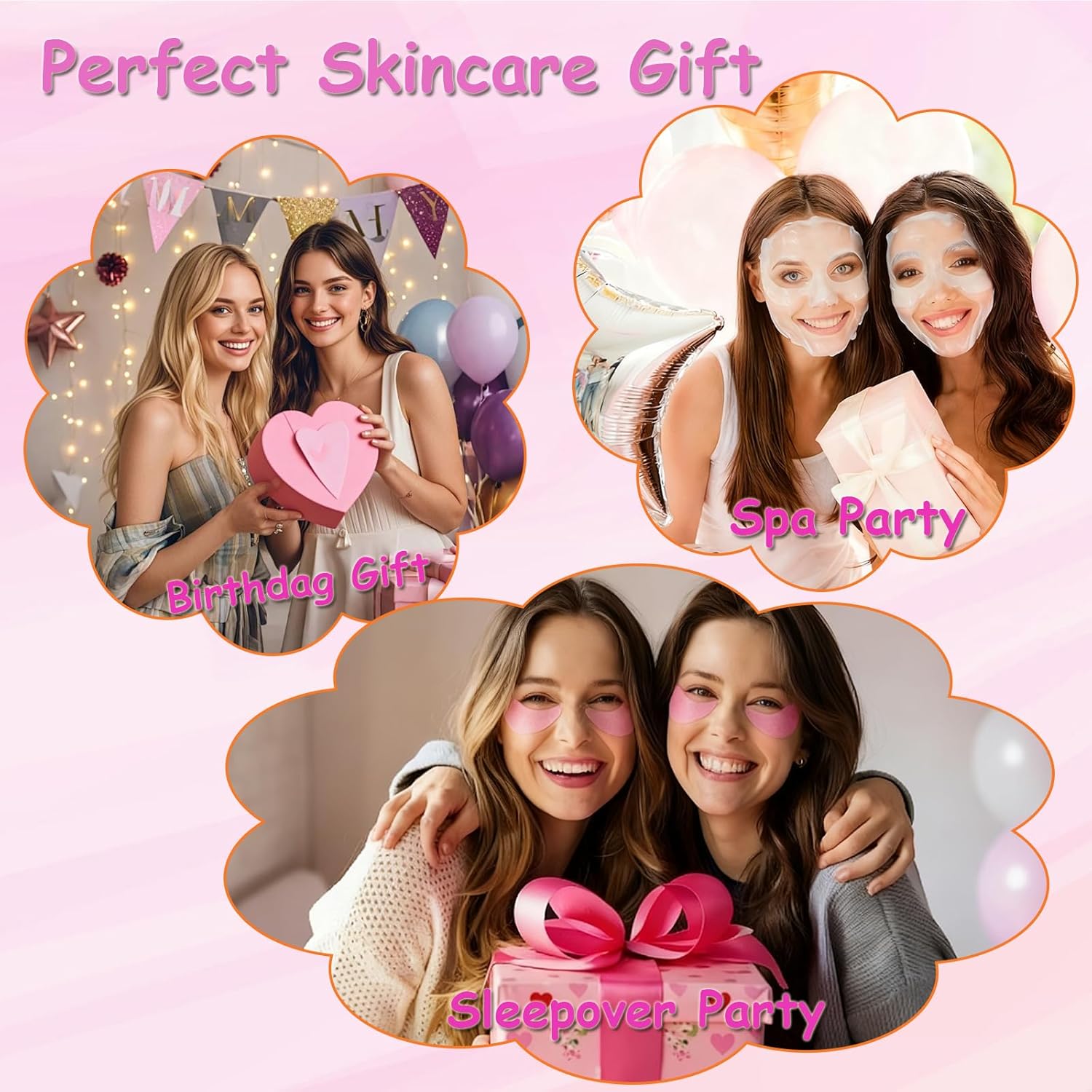 130 PCS Spa Party Supplies for Women, Include Face Masks Skincare, Hand Cream, Lip Balm, Lip Mask, Under Eye Patches,Hair Brush, Foot Bath Bombs,Spa Birthday Sleepover Party Supplies for Girls Women