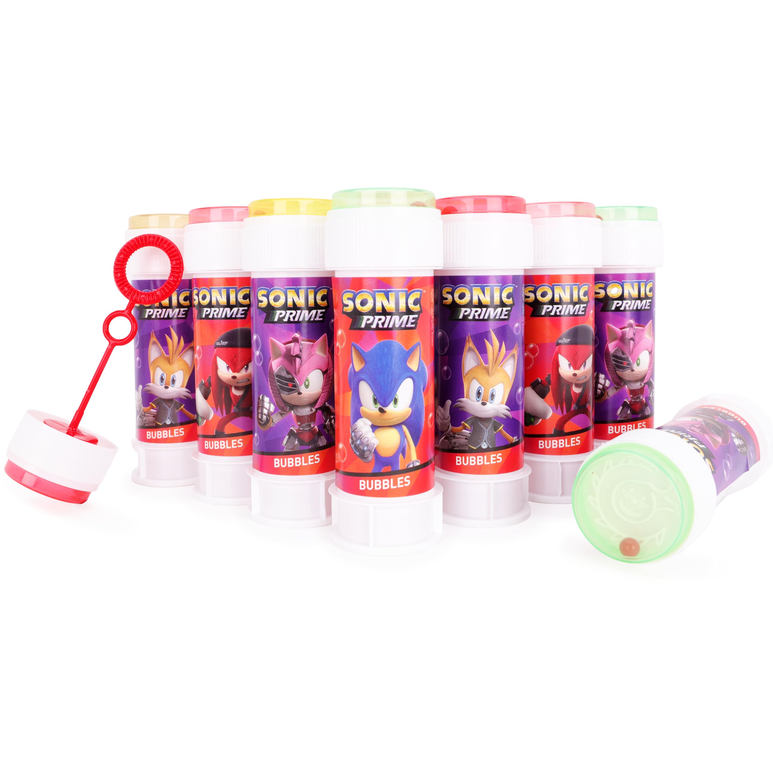 Toyland® Pack of 12 Sonic the Hedgehog Bubbles With Wands, 60ml Solution & Novelty Maze Lid - Pocket Money & Party Bag Toys