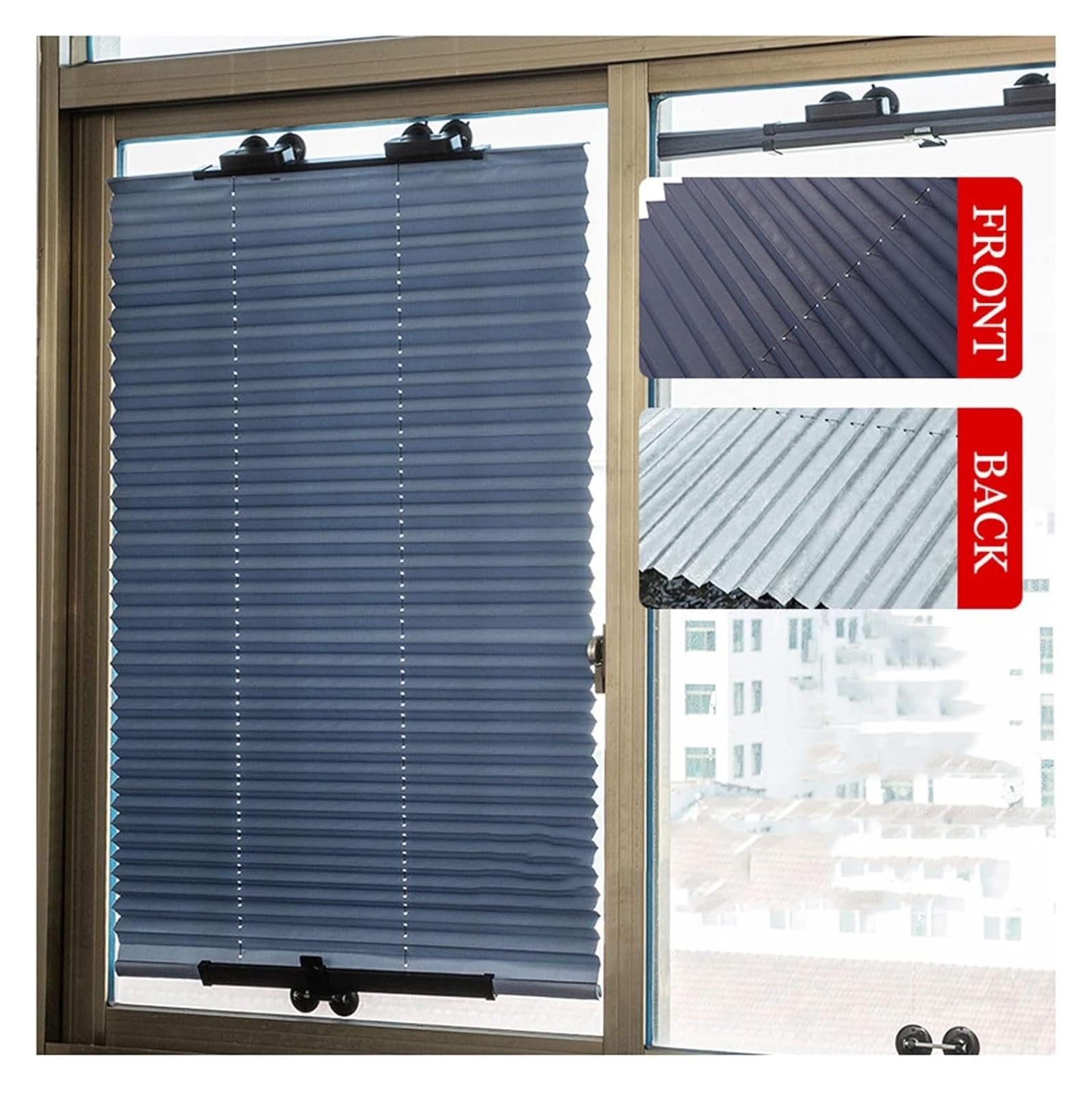 Wysuwana osłona przeciwsłoneczna na balkon, Sunshade Roll Up Blinds, Blackout Roller Shades Without Drilling(60x145cm/23.6 * 57in)
