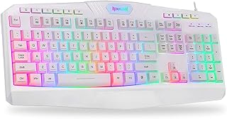 Redragon K503 Gaming Keyboard, RGB LED Backlit, Multimedia Keys, Silent USB Keyboard with Wrist Rest for Windows PC Games (Wired, White)