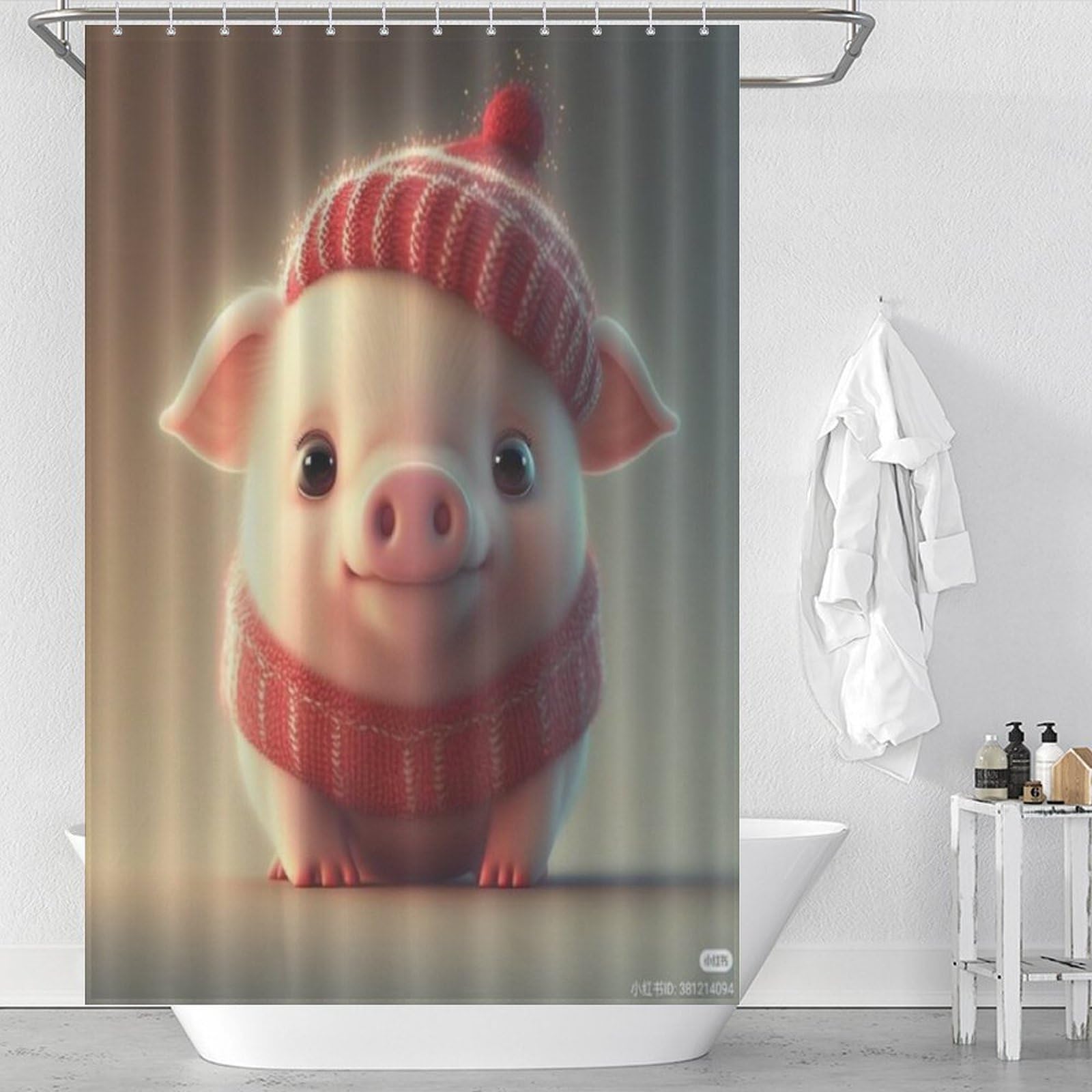Rideau de douche cochon imperméable pour stopper les éclaboussures sur le sol de salle de bain