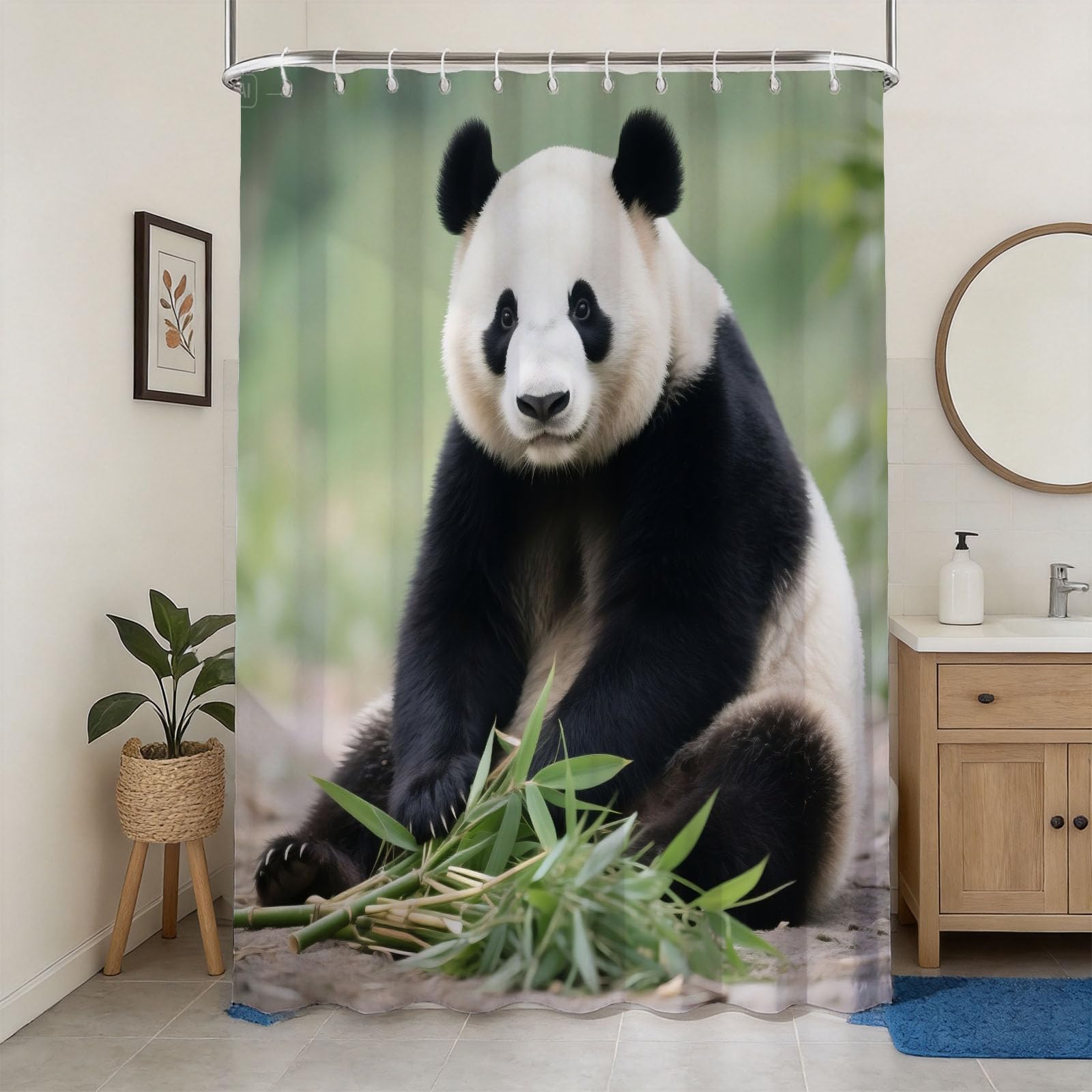 Rideau de douche anti moisissure 180x180 imprimé panda 3D en tissu