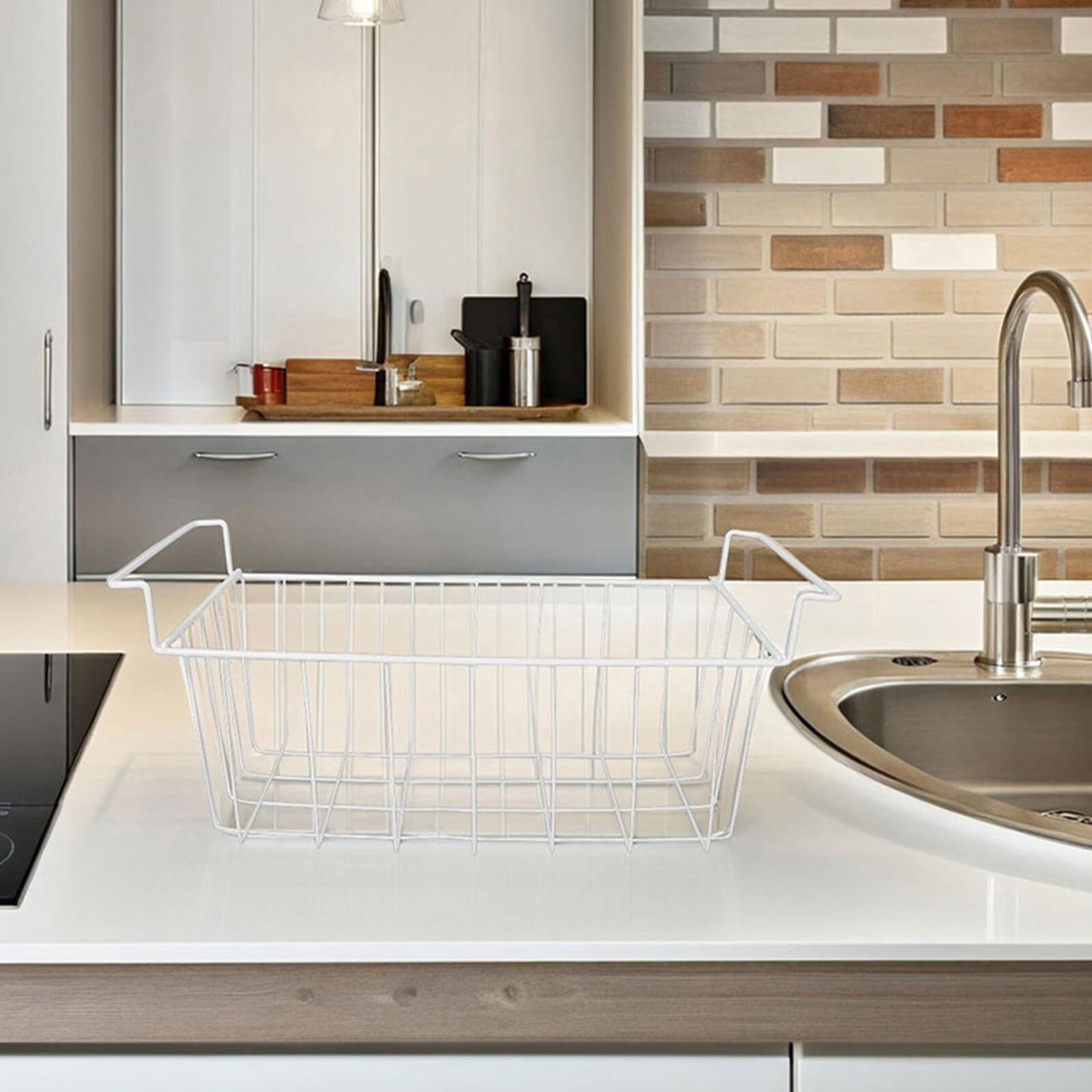SHINEOFI Cesta Metálica para Congelador Organizador Colgante con Separadores y Asas Estante para Almacenamiento de Alimentos Congeladores y Frigoríficos