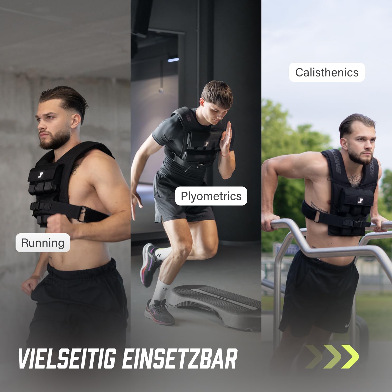 Müller und Blum Gewichtsweste 10 kg und 20 kg für Herren und Damen, Verstellbare Weight Vest aus 1000D Cordura, herausnehmbare Metallgewichte, Trainingsweste für Krafttraining, Calisthenics & CrossFit