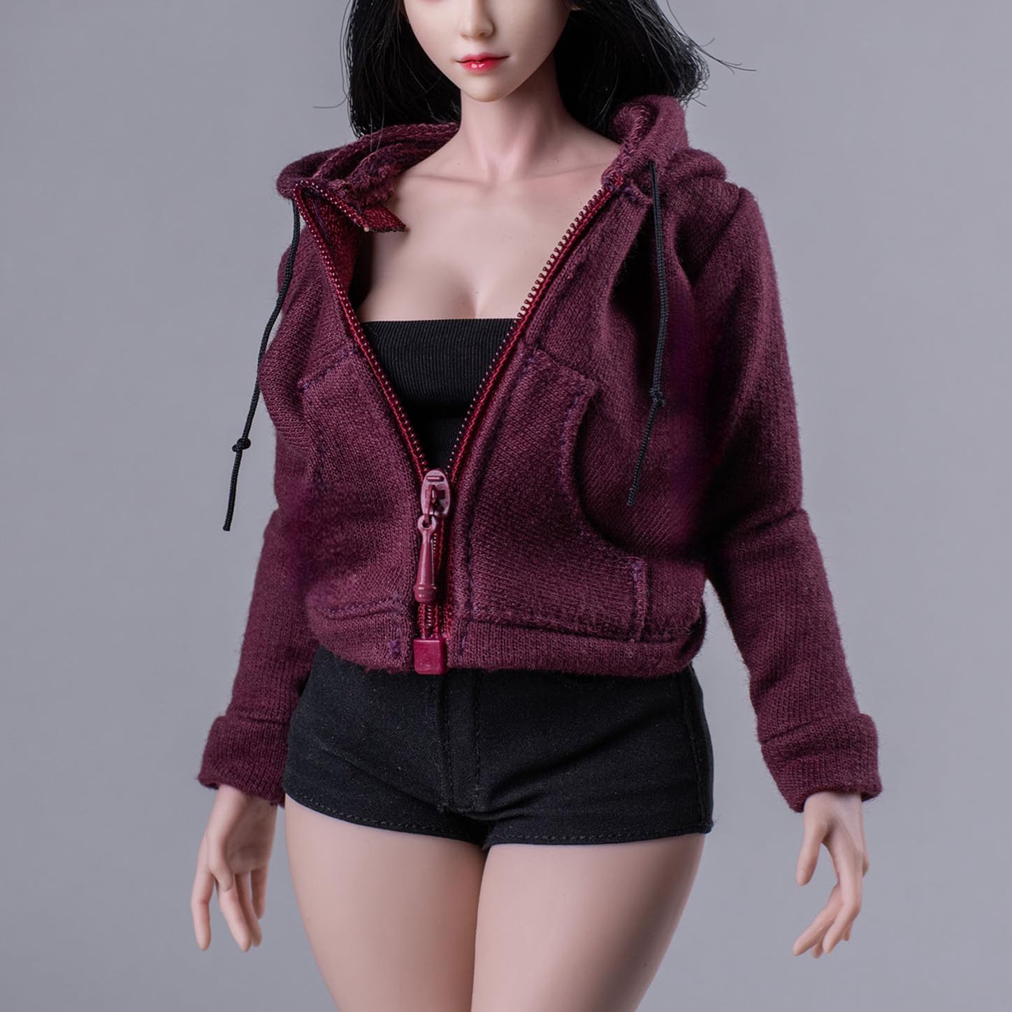Vêtements pour femme à échelle 1/6 à capuche miniature violet pour 30.5cm