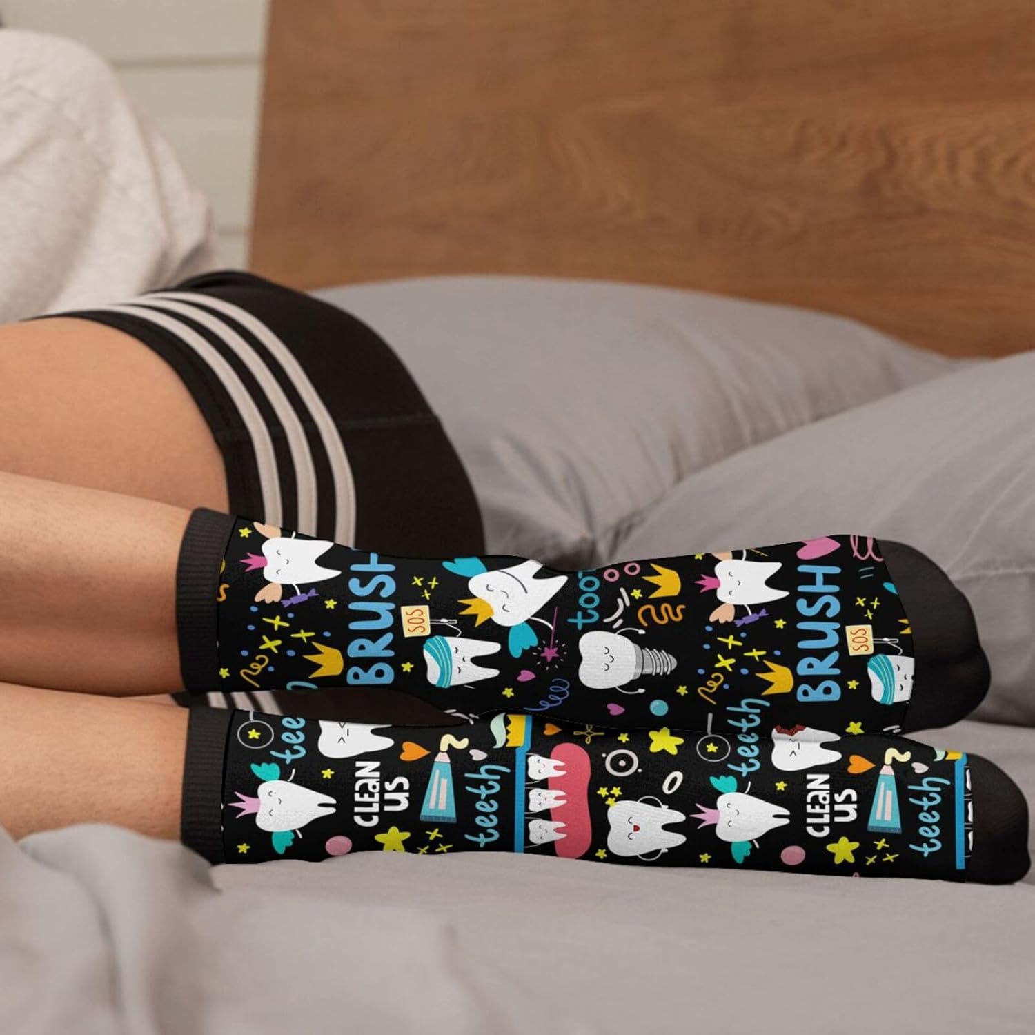 Cute Dental Tooth Dentist Socks Funny Crew Dress Socks For Men Women - Image 4