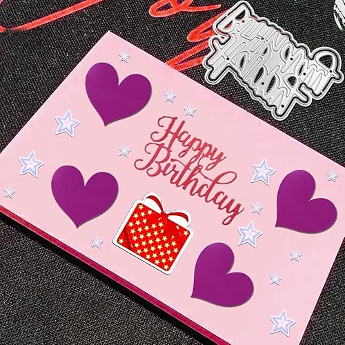 Miniatura 7 de Juego de 2 troqueles para hacer tarjetas, troqueles de corte Accfore Happy Birthday Suministros para hacer tarjetas, troqueladores para hacer