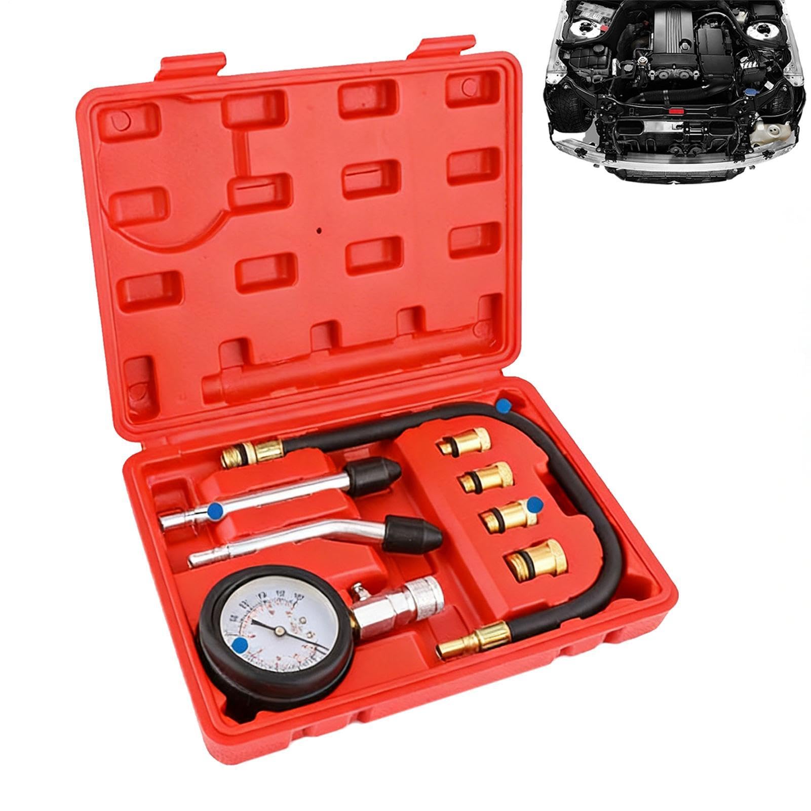 Générique Jauge de Compression | Mètre Précis Portable - Kit de testeur de Compression pour Motocyclette | pour Voiture, véhicule, berline, Pickup, Moto, Automobile, Atelier Domestique