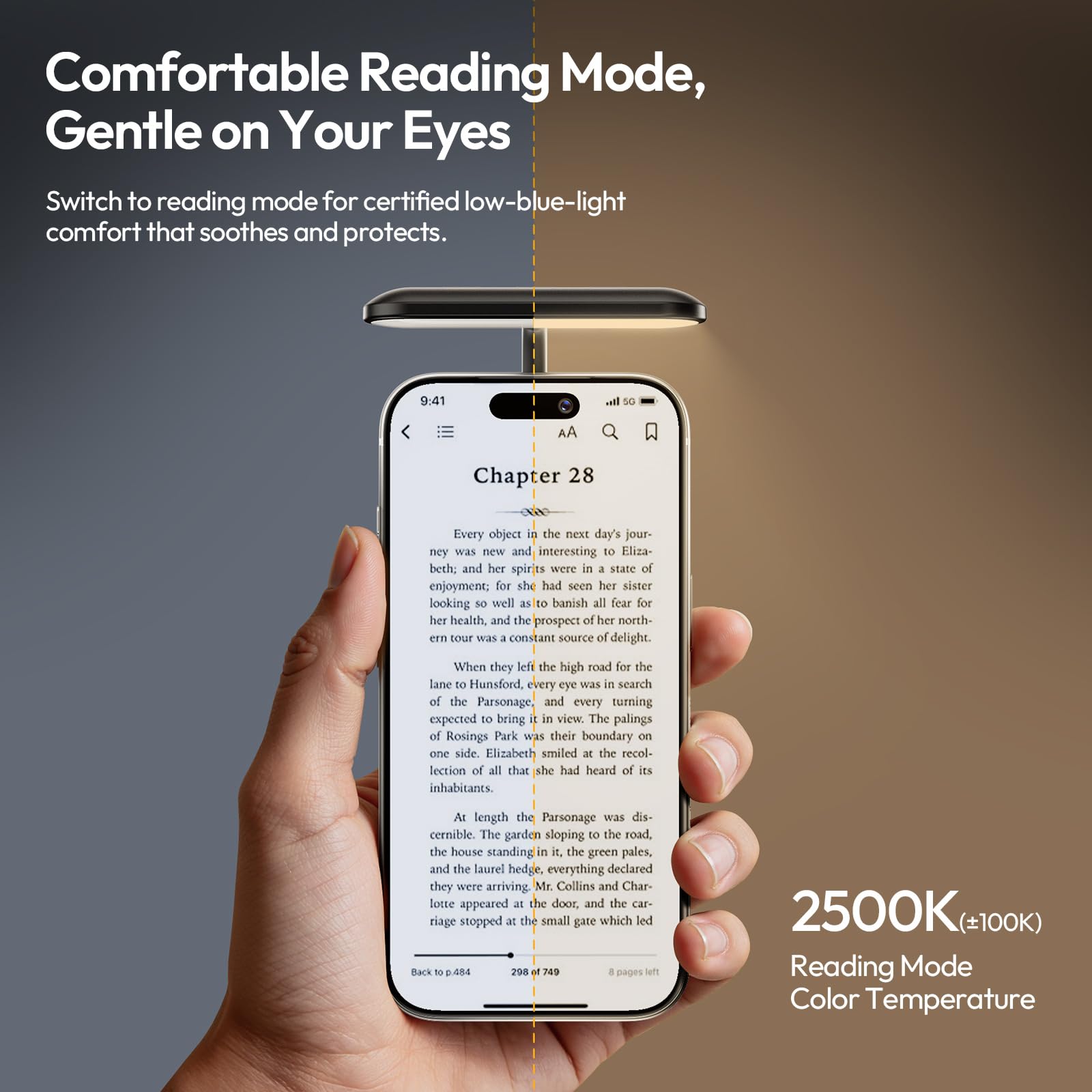 ULANZI M10 Magnetische Leseleuchte; Flexible LED Selfie Licht, Mini Handylicht mit 5-stufig dimmbarem warmweißem Licht als Buch und Kameraleuchte für iPhone/Android/Kindle