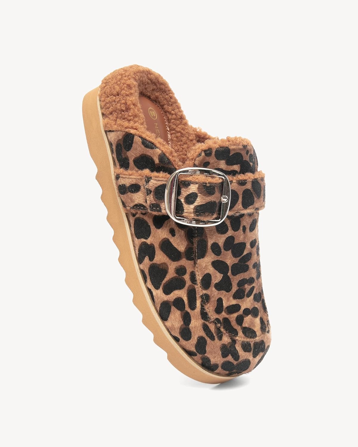 NEWBELLA Women's Fur Lined Clogs - Thick Sole Slip On Flat Shoes, Warm Fall & Winter House Shoes for Indoor & Outdoor Wear - Image 4