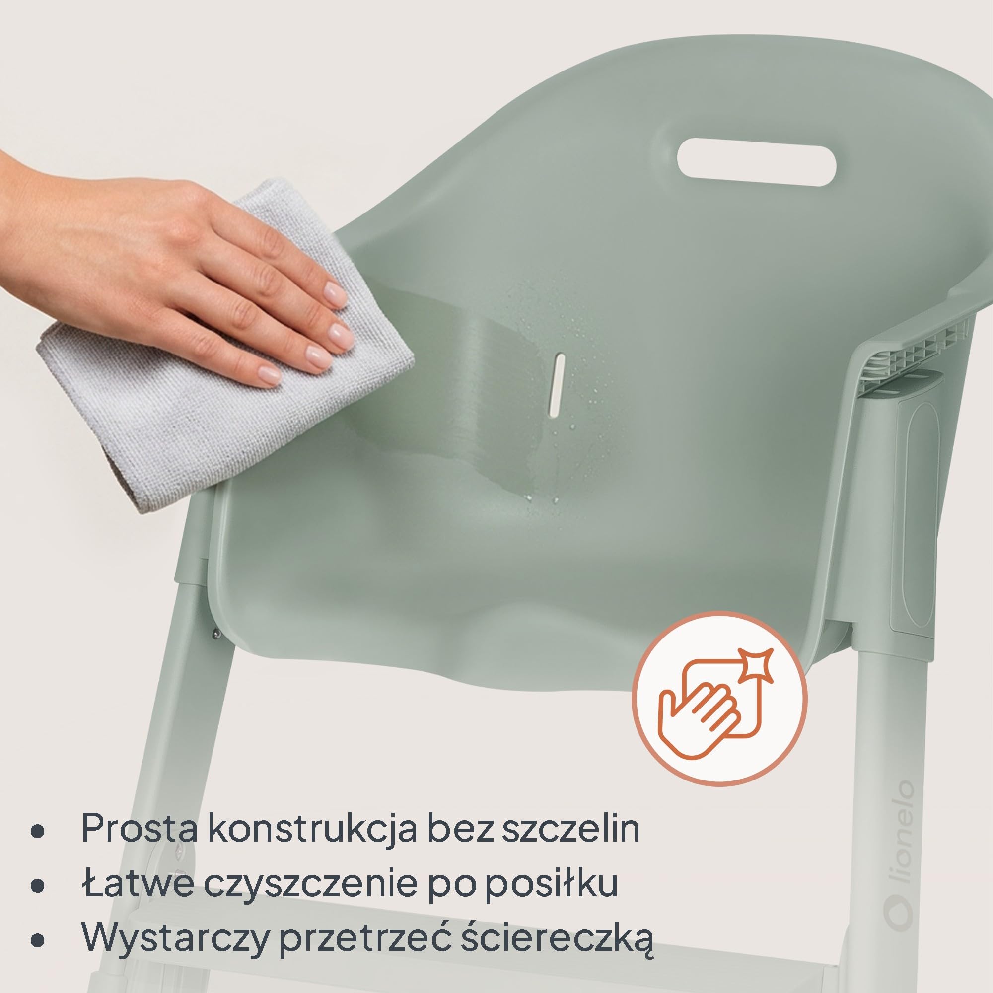 Lionelo BENY krzesełko dla dziecka 6 miesięcy - 3 lata przesuwna taca 2 pozycje, krzesełko ewolucyjne z podnóżkiem regulowanym jedną ręką, pasy 3-punktowe, łatwe do czyszczenia, zmywalna poduszka