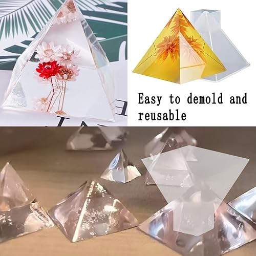 Miniatura 6 de Markeny Moldes de fundición de resina de 5 tamaños, molde de resina piramidal, moldes de silicona para manualidades, moldes de fundición