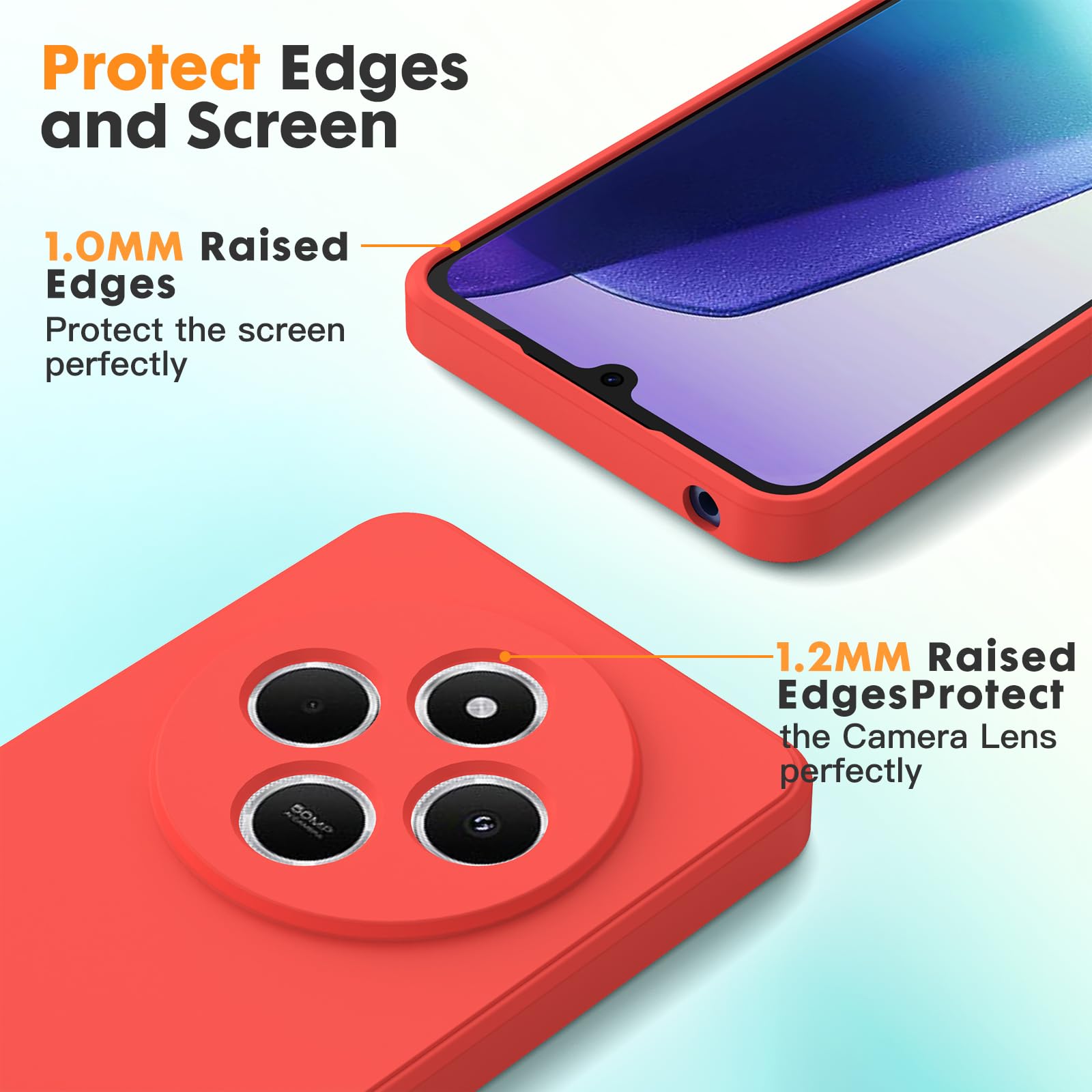 Byvuwiay Cover per Xiaomi Redmi 14C/Xiaomi Poco C75 con 2 Vetro Temperato Pellicola Protettiva, Custodia in TPU Ultra Sottile Antiurto Anti-Scratch Case, Rosso