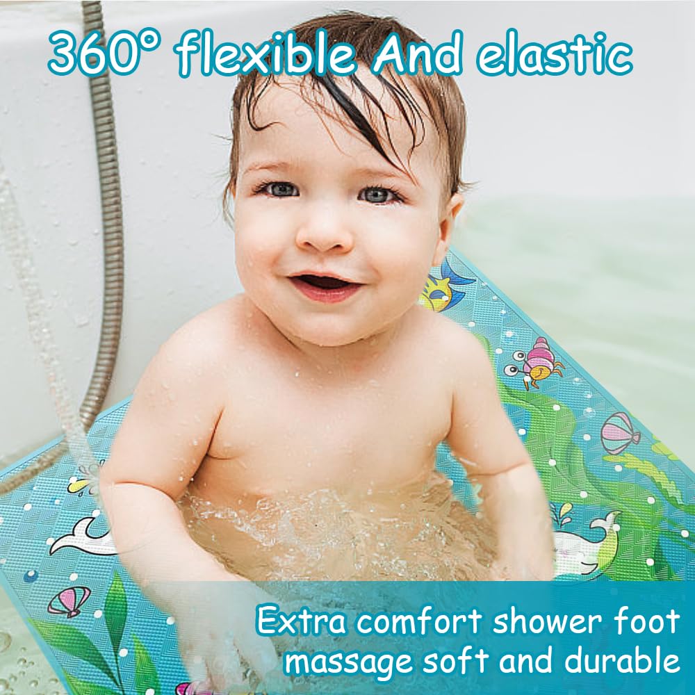 Tappeto da Doccia 53x53cm, Tappeto da Bagno Antiscivolo Bambini, Tappeto da Bagno Quadrato Antiscivolo,Tappeto da Doccia Antimuffa con Ventosa per Adulti e Bambini