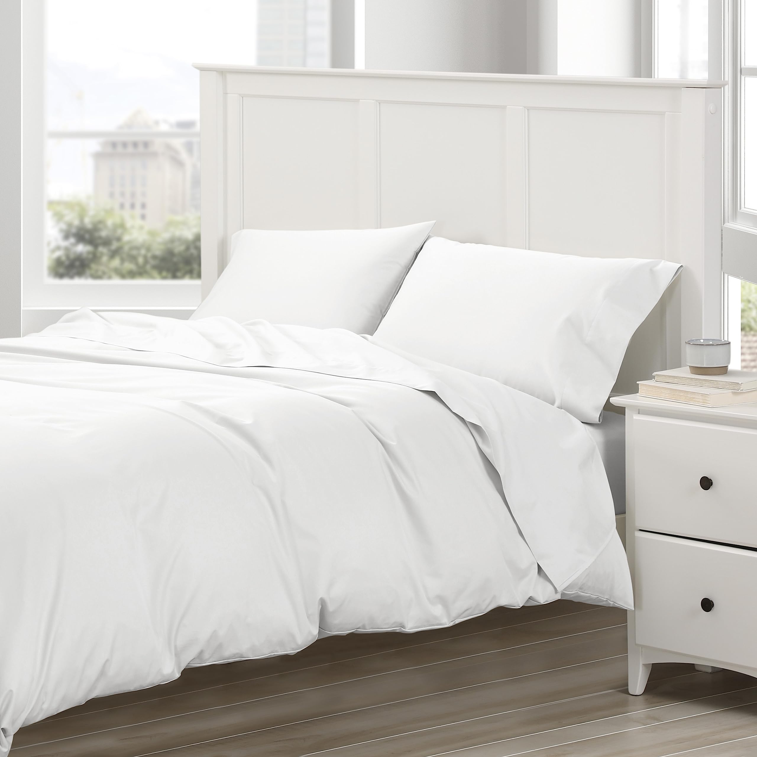 Cuddledown Dreamstead Comforter Duvet Cover | 100% Cotton| 300 Thread Count | Luxurious Sateen Weave | Pure Combed Cotton | Soft | Wrinkle Resistant | Button Closure | White | King