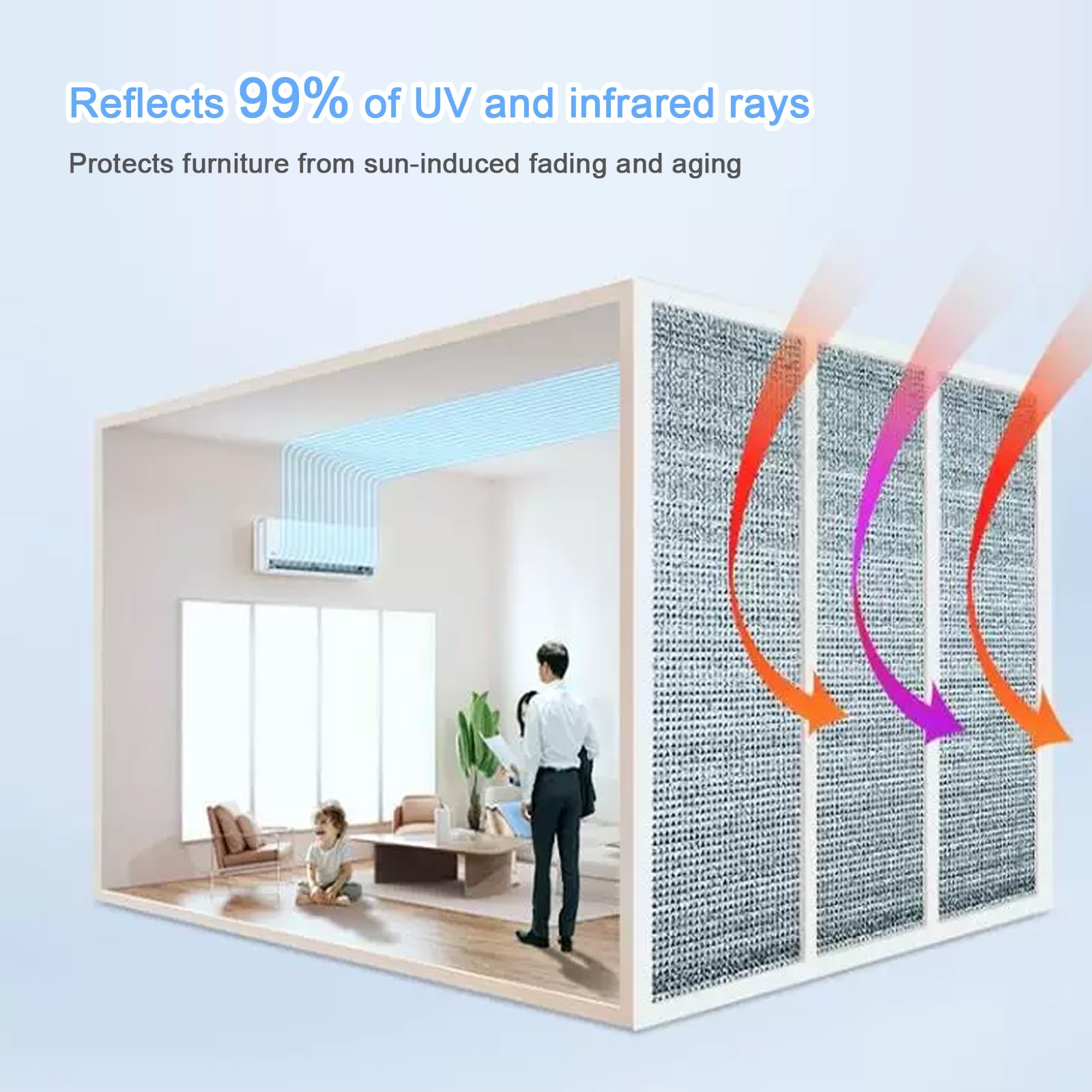 Película de Privacidad para Ventana con Bloqueo UV,para Oficinas,Puertas (130x200cm)